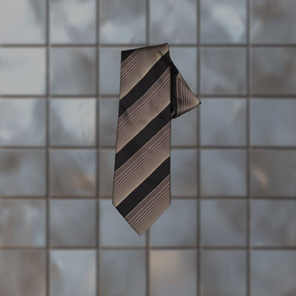 Giorgio Armani Giorgio Armani Neck Tie Mens Brown Striped Silk Designer Workwear Made in Italy Size ONE SIZE - 1 Thumbnail