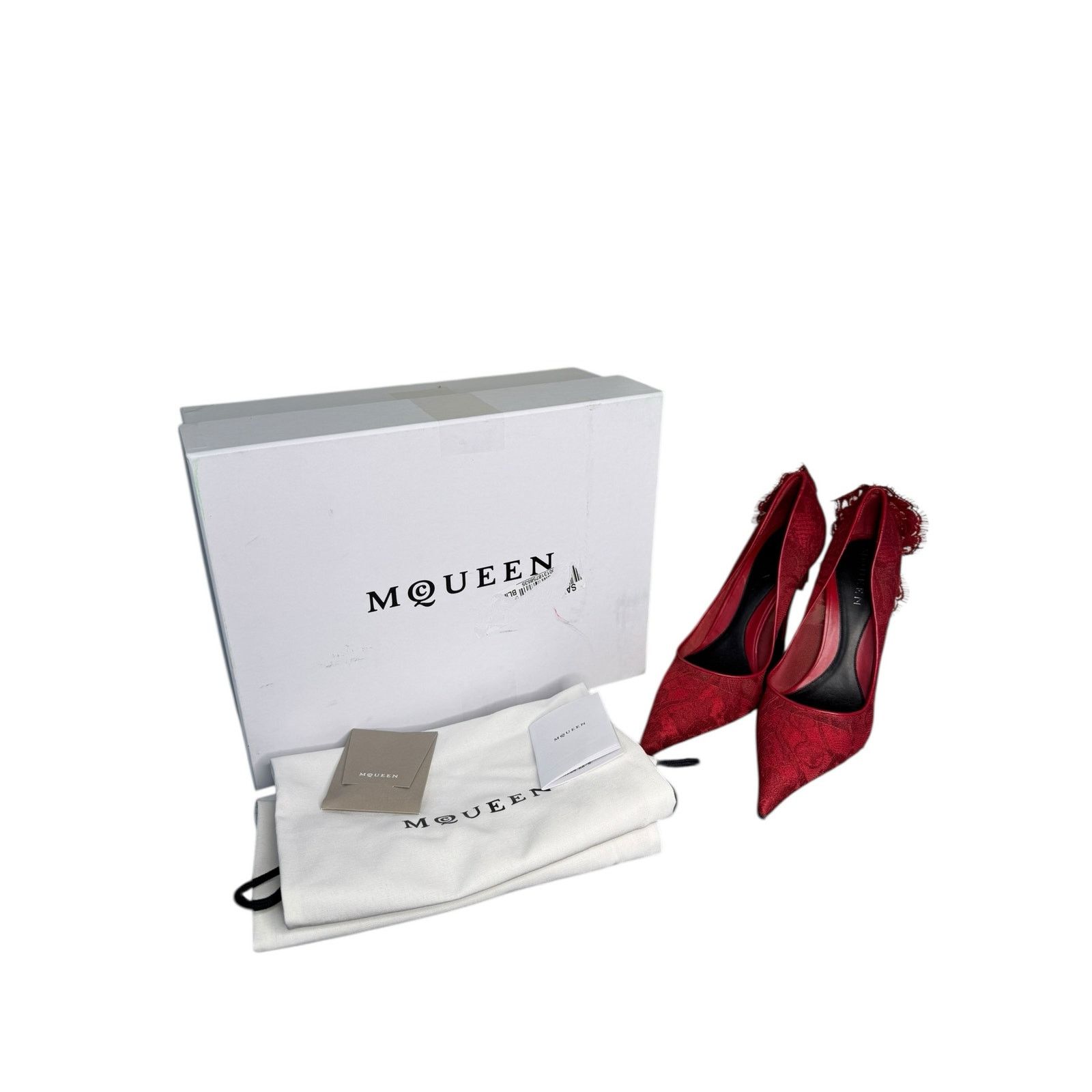 Alexander McQueen Alexander McQueen Drape Lace Pointed Toe Pump Crimson Sz 40 Size US 10 / IT 40 - 2 Thumbnail