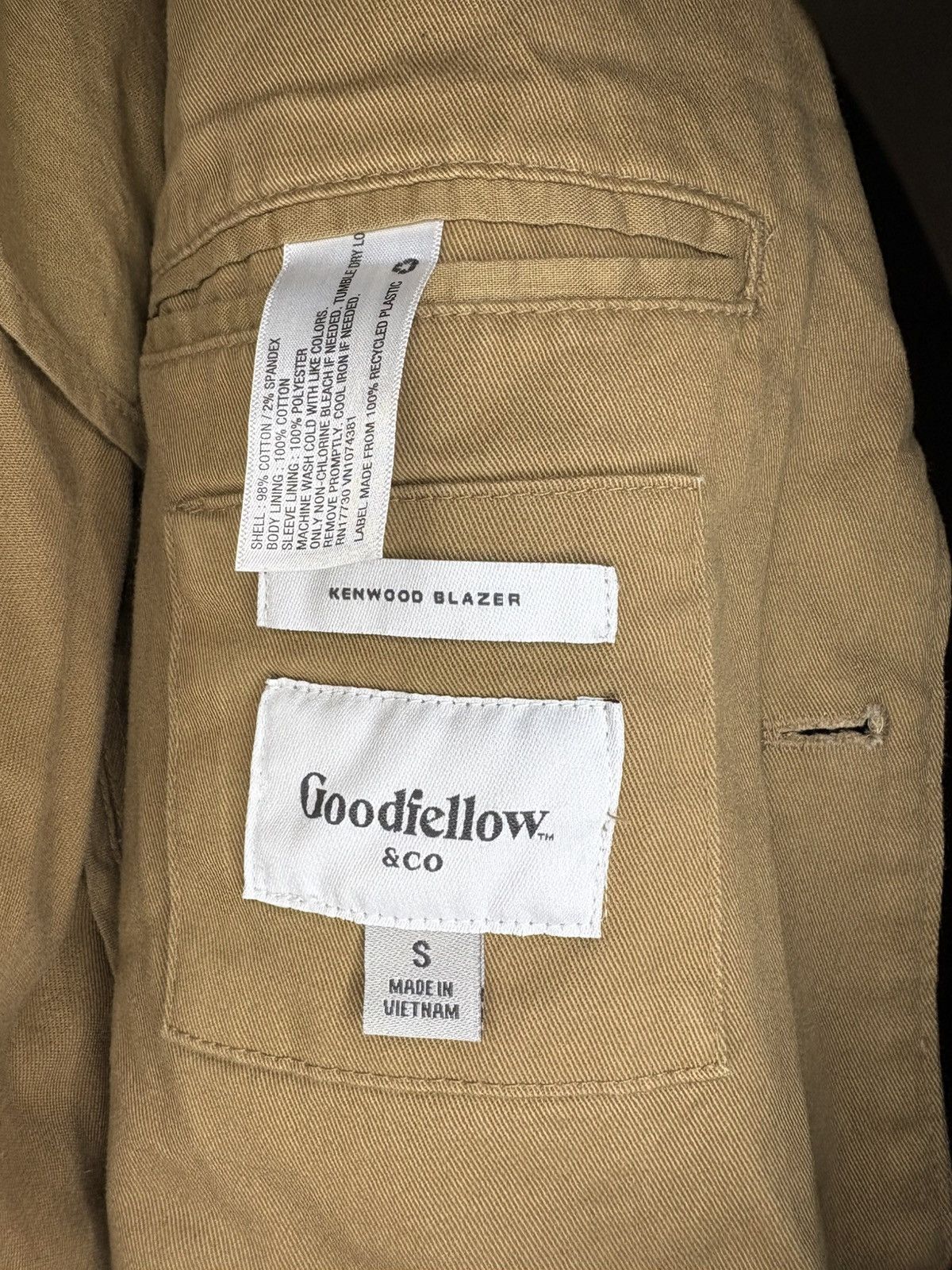 Other Goodfellow & Co Kenwood Blazer Jacket (Size S, Khaki) Size 34S - 6 Thumbnail