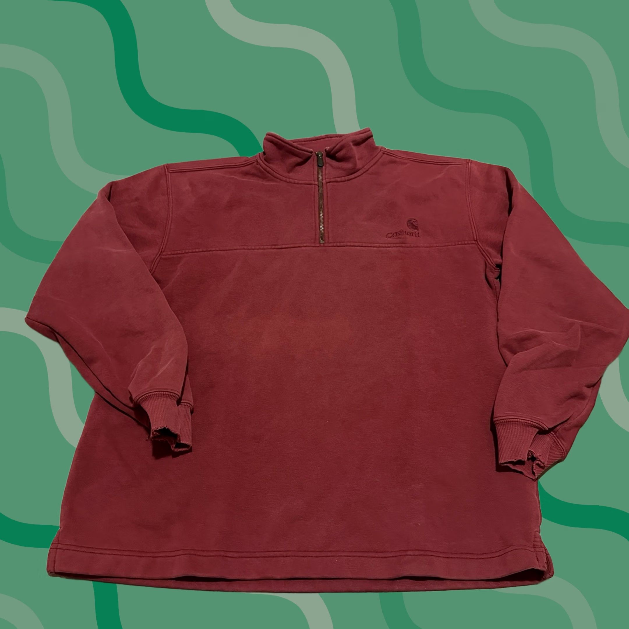 Carhartt VINTAGE Carhartt Sweater Mens M 1/4 Zip Pullover Outdoor Workwear Red Shirt Size US M / EU 48-50 / 2 - 1 Thumbnail