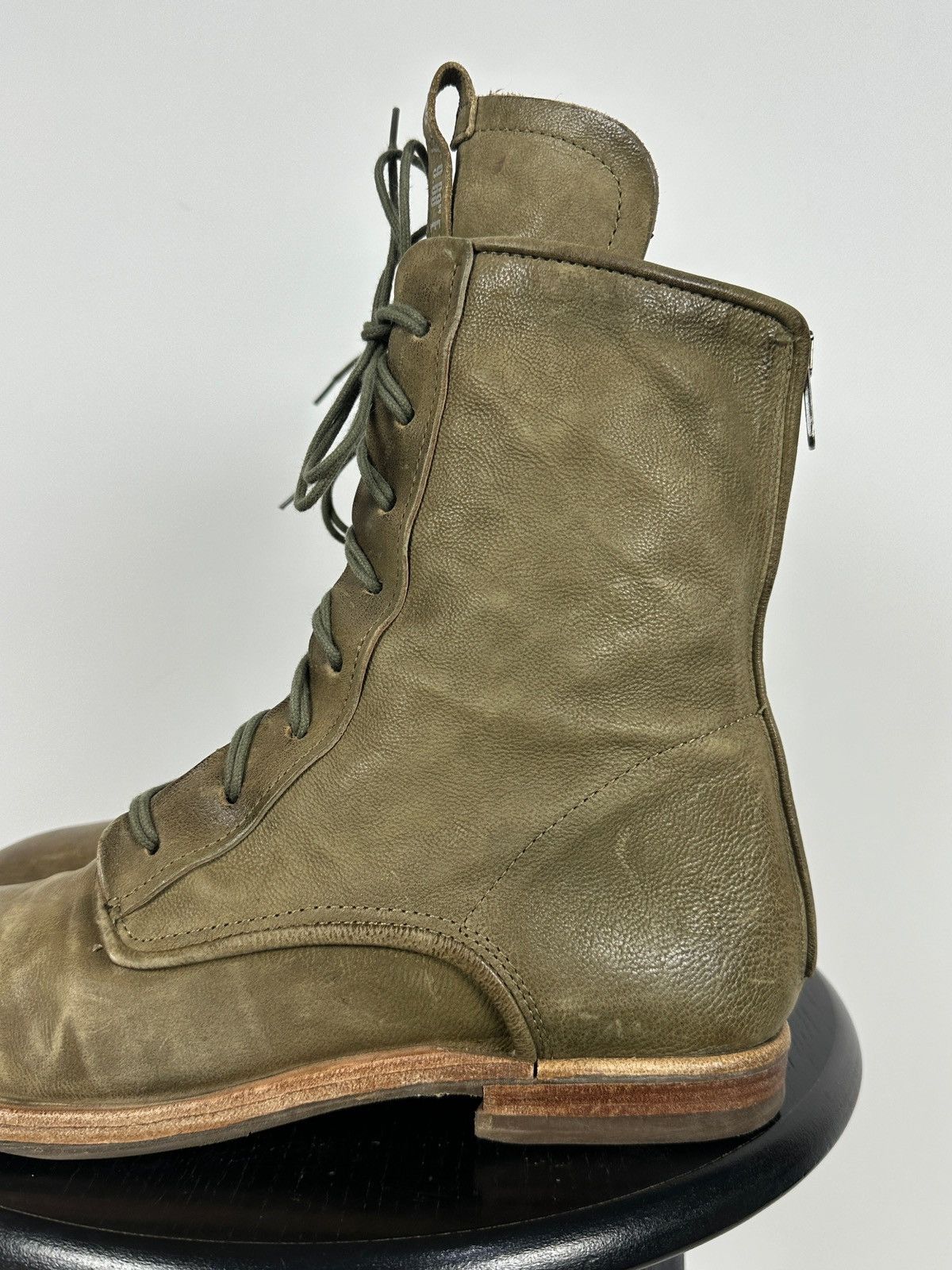 A.S.98 A.S.98. Airstep Olive Green Leather Back Zipper Ankle Boots Size US 11 / IT 41 - 13 Thumbnail