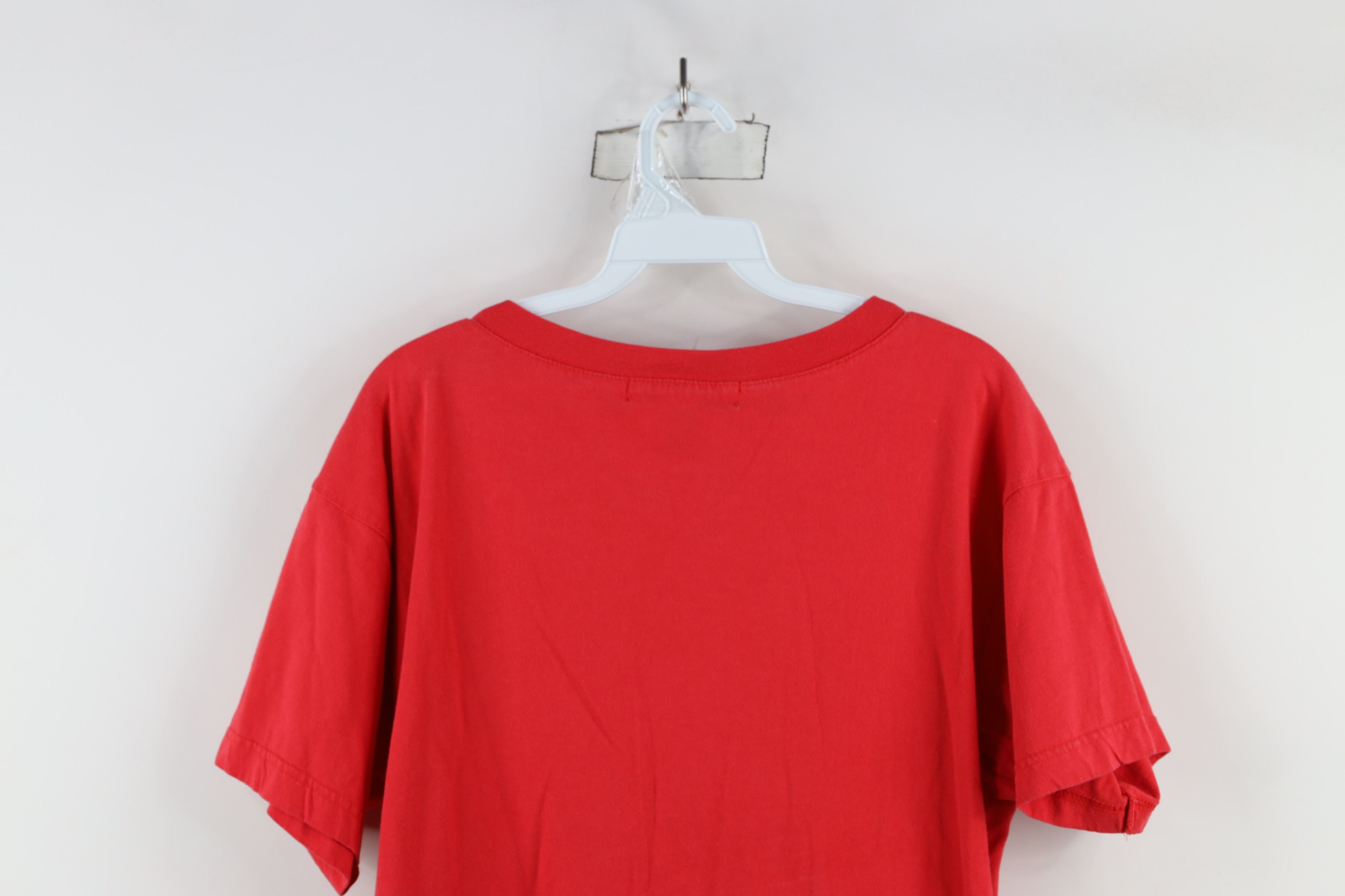 Vintage Vintage 90s Streetwear Blank V-Neck T-Shirt Red Cotton Size US S / EU 44-46 / 1 - 10 Thumbnail