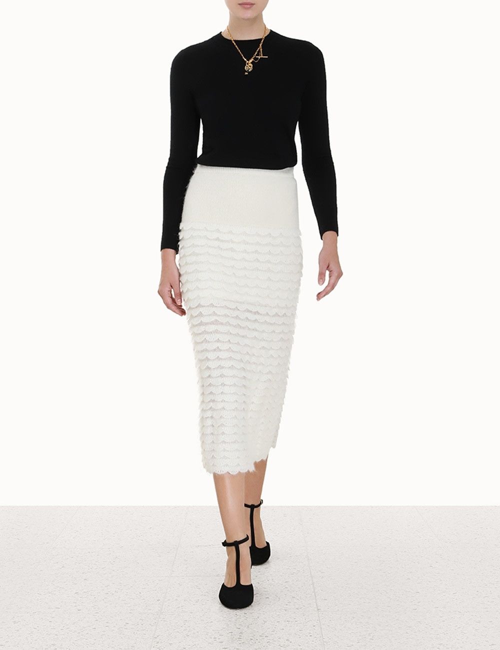 Zimmermann oc11z0425 Luminosity Scallop Skirt in Ivory Size 27" / US 4 / IT 40 - 7 Thumbnail