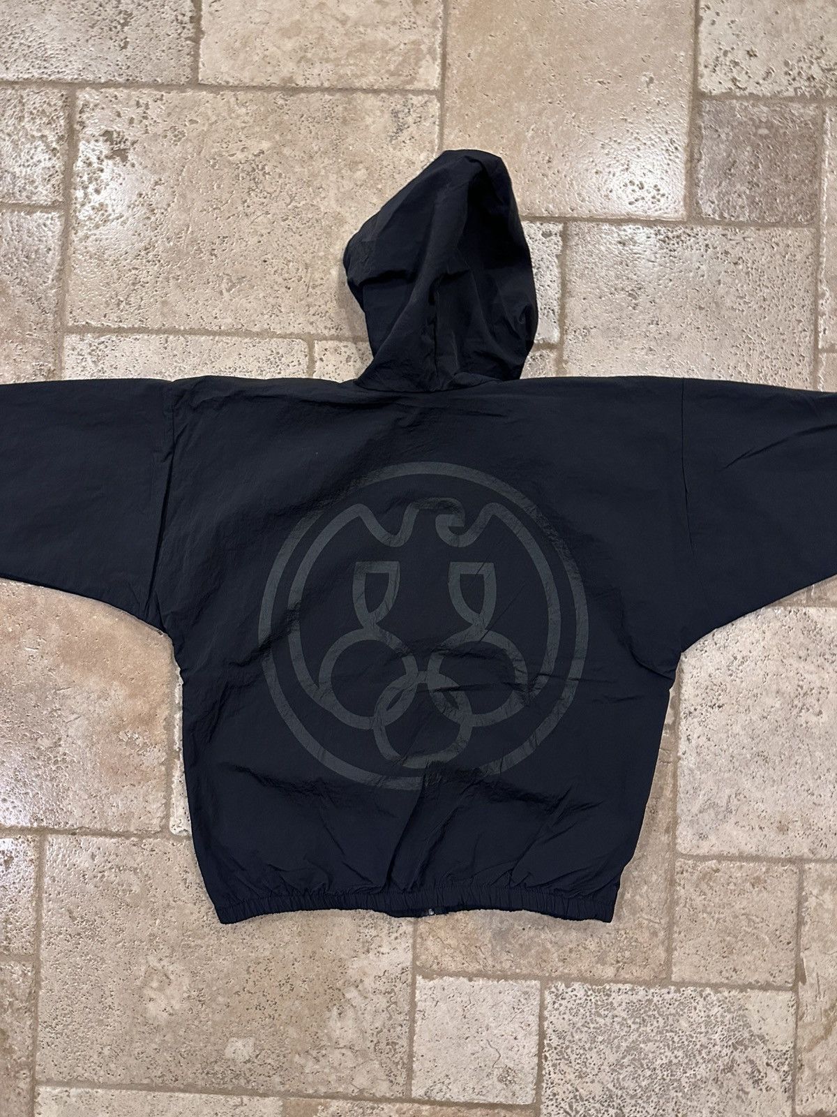 Yeezy WB-01 04 Logo Black Windbreaker Nylon Zip Jacket