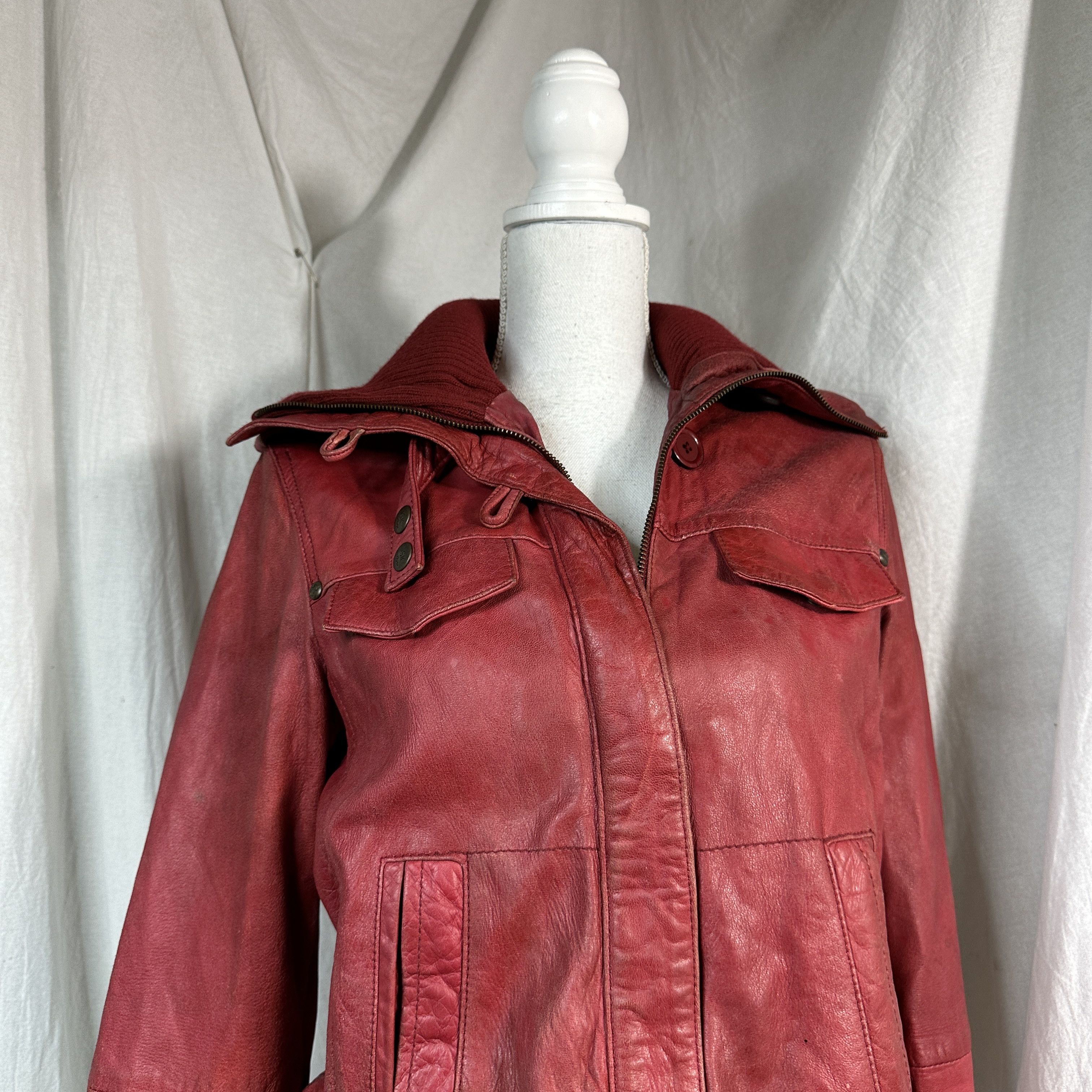 Vintage Vintage Leather Biker Jacket Cherry red Size M / US 6-8 / IT 42-44 - 4 Thumbnail