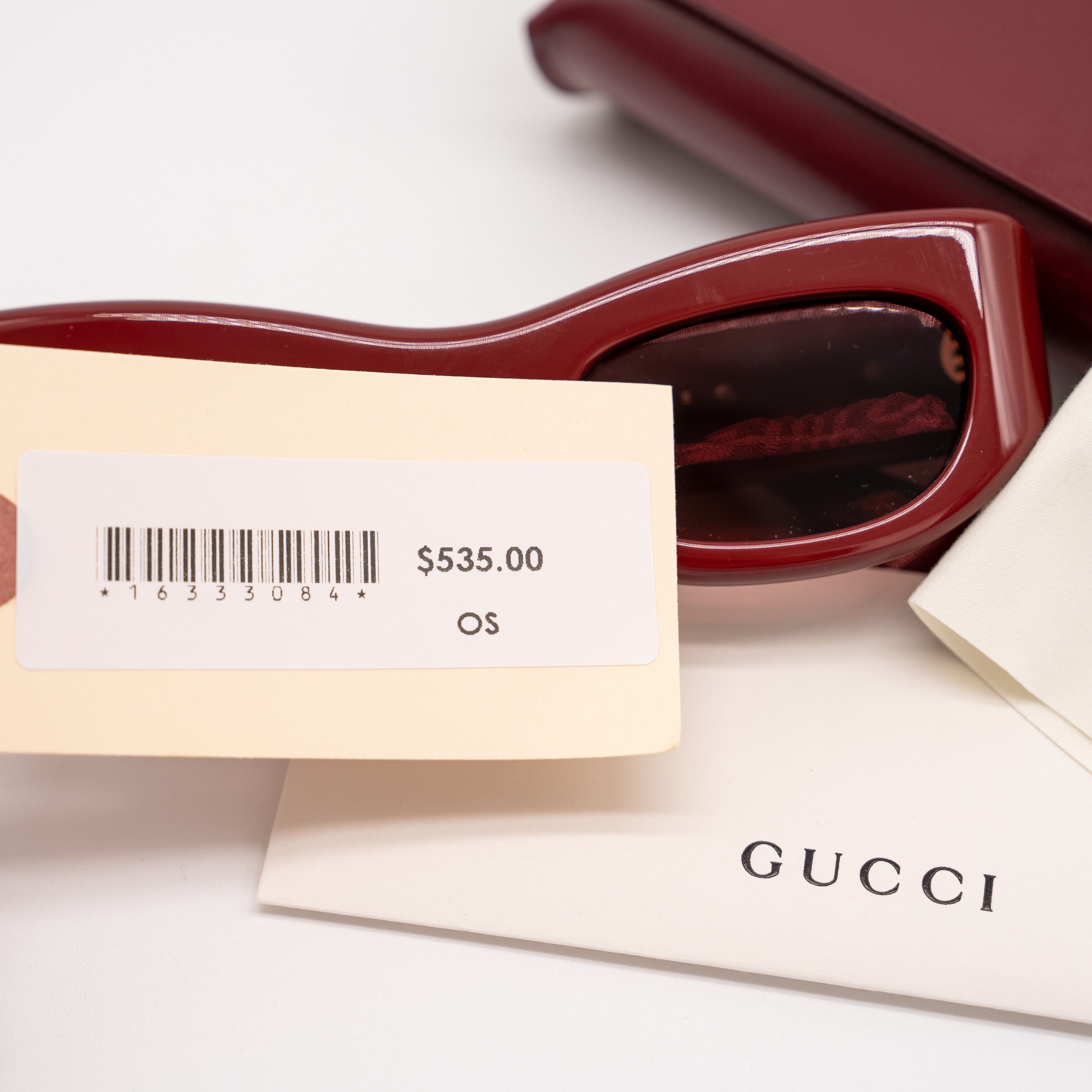 Gucci Gucci GG1809S Rectangular Sunglasses Red Gold Acetate Size ONE SIZE - 11 Thumbnail