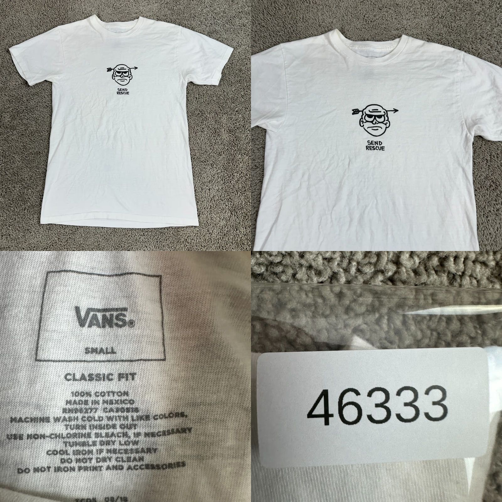 Vans VANS Shirt Mens Small White CULT Send Rescue Skater Short Sleeve Shirt Mens Small White Size US S / EU 44-46 / 1 - 8 Thumbnail