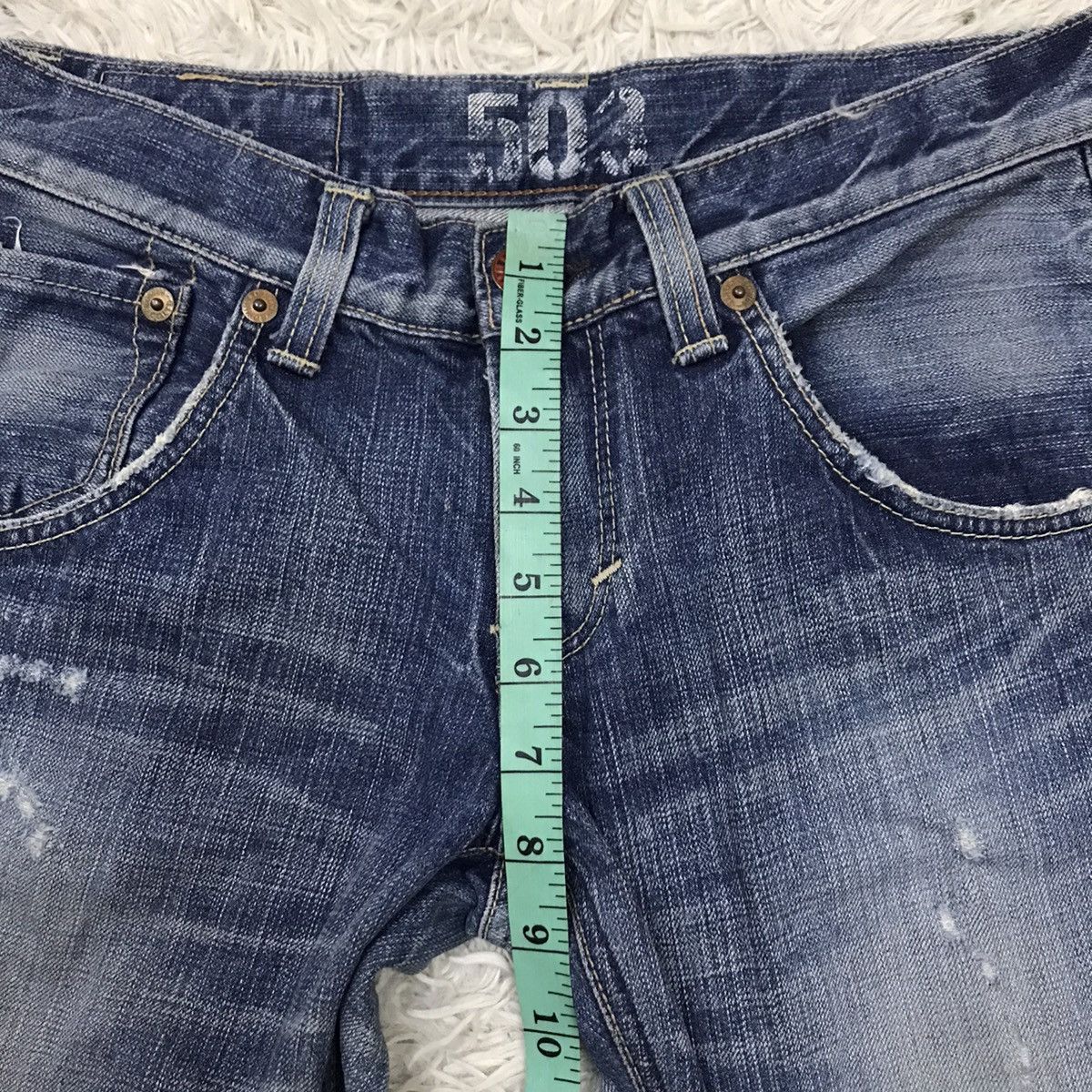 Edwin Vintage Edwin Lot 503 Bluetrip Distressed Design Flare Jeans Size US 30 / EU 46 - 25 Thumbnail
