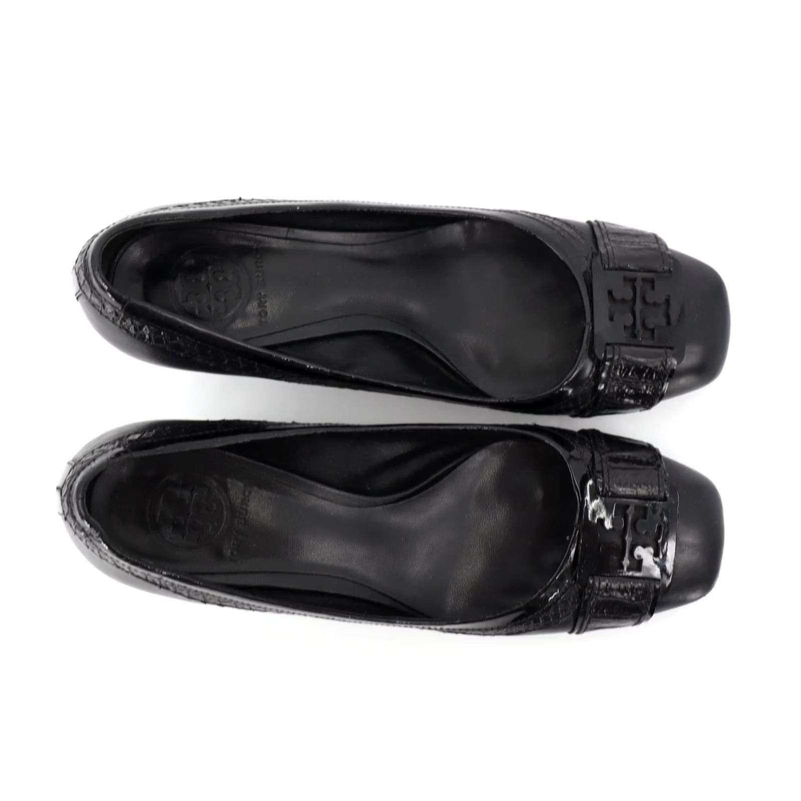 Tory Burch Tory Burch Black Logo Leather Pump Sz 8M Block Heel Square Toe Casual Office Heel Type: Heel Size US 8 / IT 38 - 2 Thumbnail