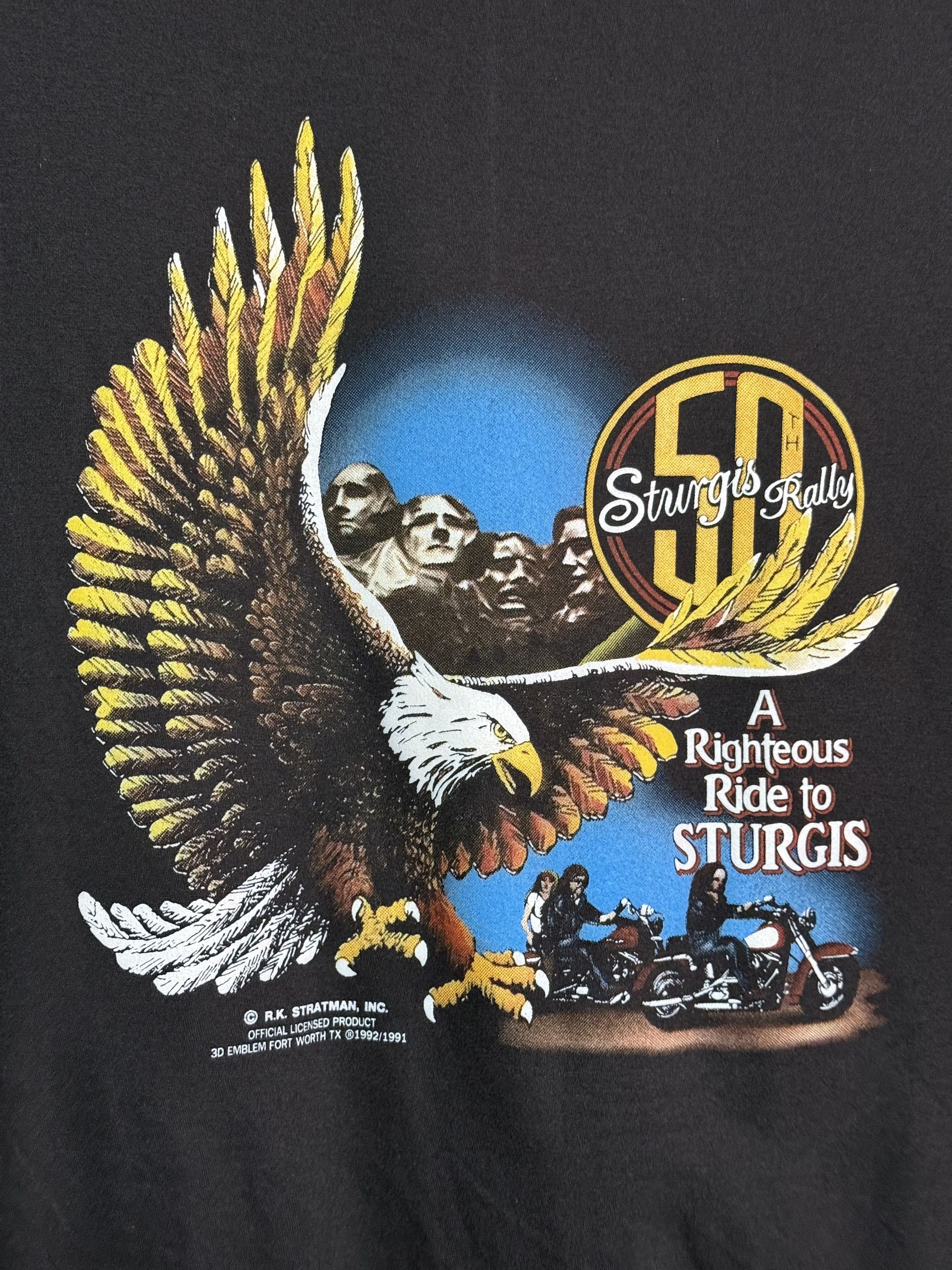 Harley Davidson Vintage 3D Emblem Harley-Davidson Sturgis 1992 Tee USA Size US M / EU 48-50 / 2 - 3 Thumbnail
