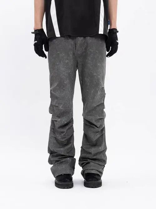 VIBE Vintage washed gray pleated micro-flare jeans Size US 32 / EU 48 - 7 Thumbnail