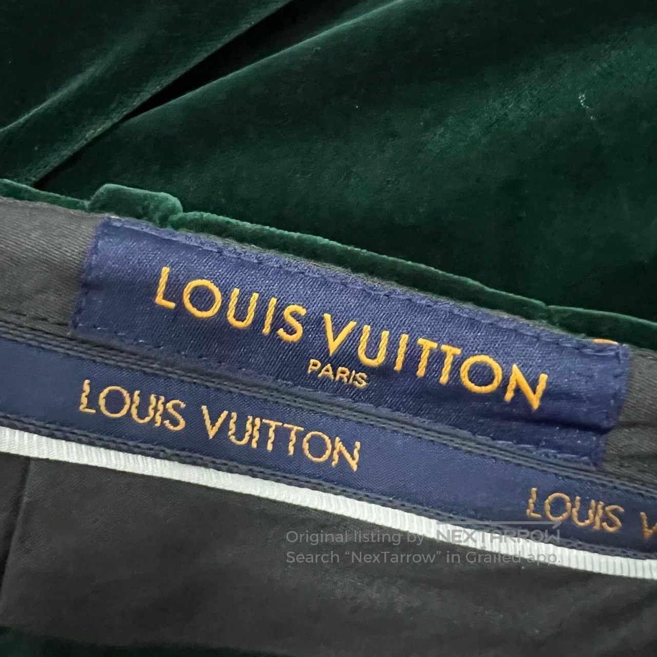 Louis Vuitton Louis Vuitton Green Velvet Loose Trousers. Size 37" - 3 Thumbnail