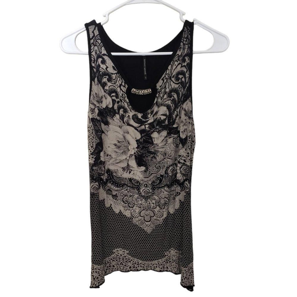 Designer CT223 Ladies Skinny Minnie Small Black Floral Tank Size S / US 4 / IT 40 - 1 Thumbnail
