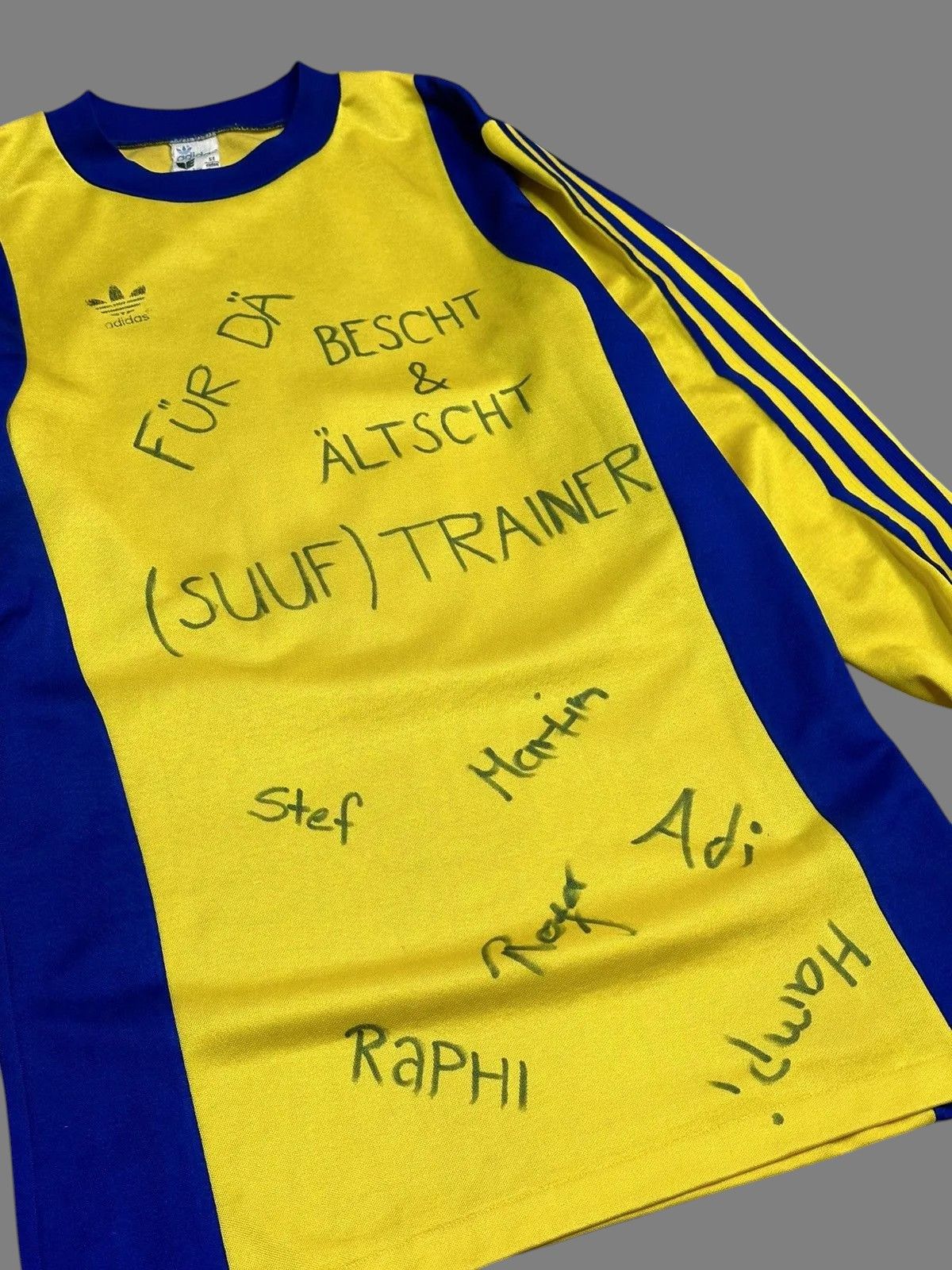 Vintage Adidas Retro 1990s Football Top Longsleeve Yellow Vintage Size US M / EU 48-50 / 2 - 4 Thumbnail