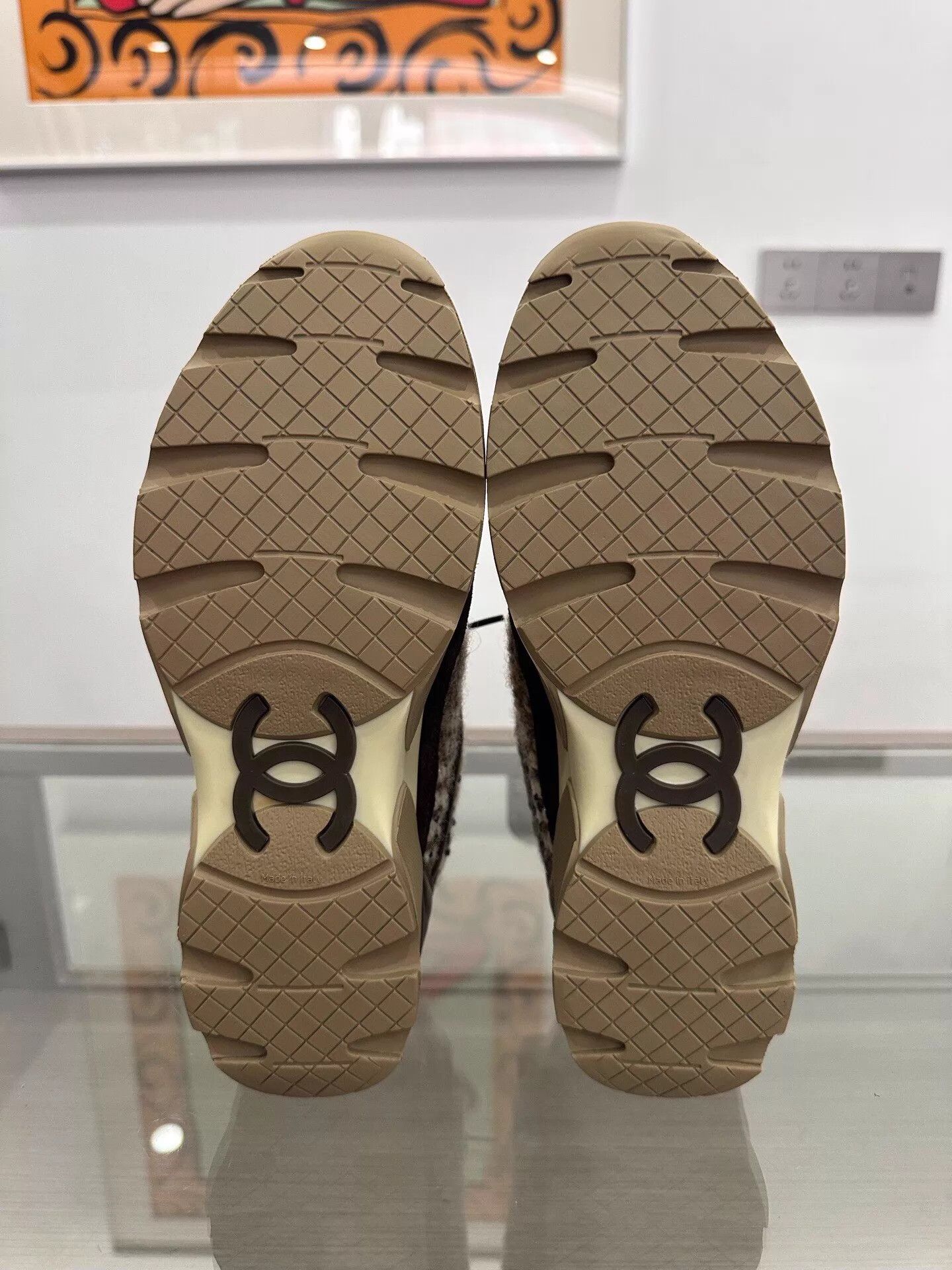 Chanel Chanel Women's Black Suede Tweed CC Sneakers Size US 7 / IT 37 - 5 Thumbnail