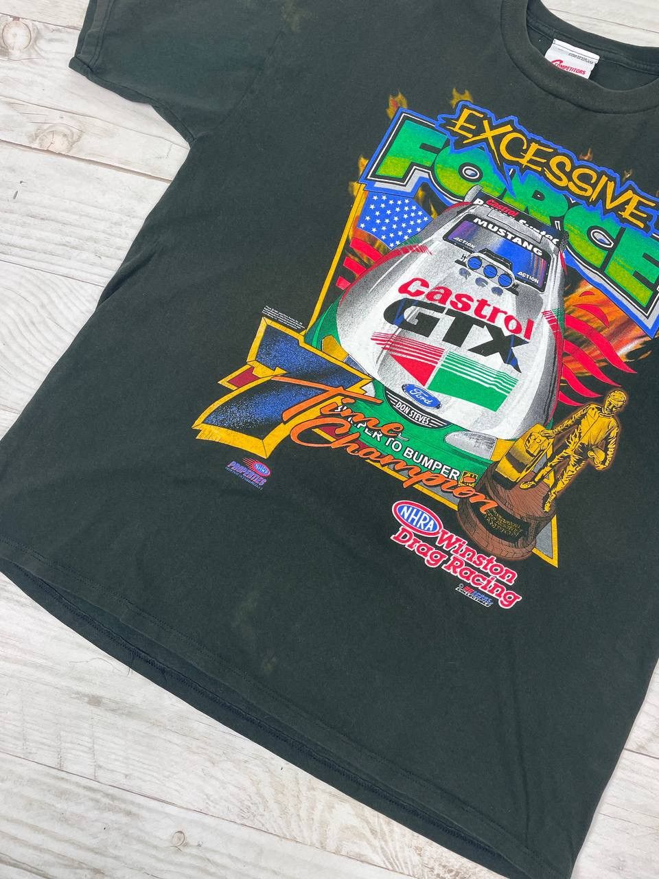 Formula 1 Vintage John Force Excessive Force ] Drag Racing T-Shirt 90s Size US XL / EU 56 / 4 - 4 Thumbnail