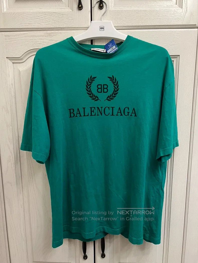 Balenciaga Balenciaga Wheat Ear Logo Short Sleeve T-Shirt - Black/Gre Size US M / EU 48-50 / 2 - 1 Thumbnail