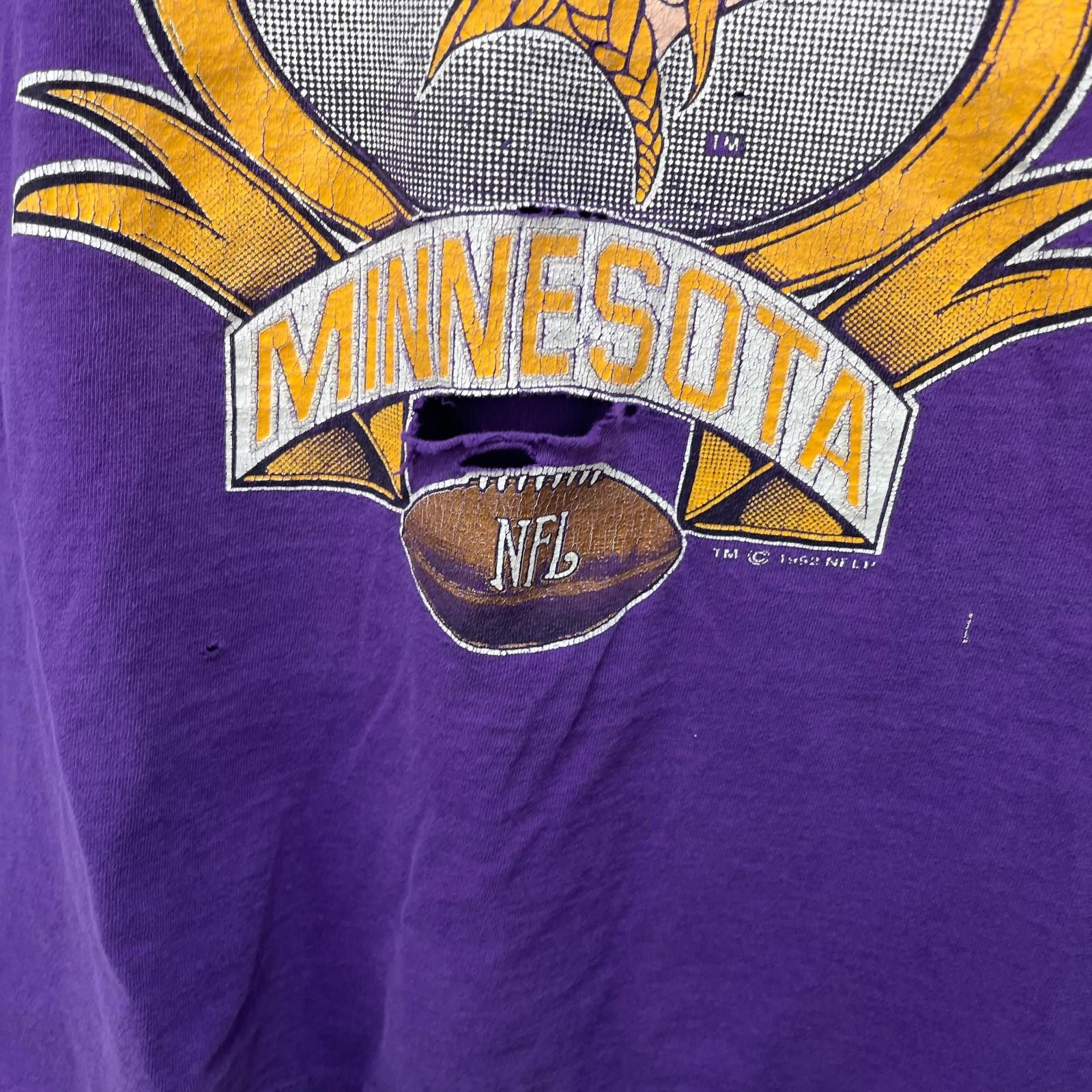 Other Vintage 90s Minnesota Vikings Faded T Shirt Large Size ONE SIZE - 6 Thumbnail