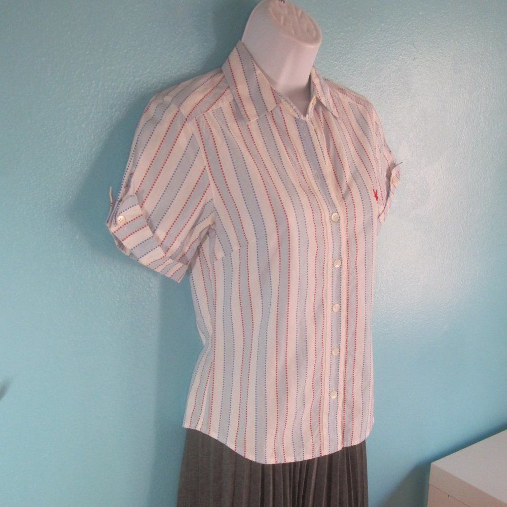 Lyle & Scott Lyle & Scott Scotland Golf Blouse XS Button Up Shirt Blue & White Size XS / US 0-2 / IT 36-38 - 8 Thumbnail