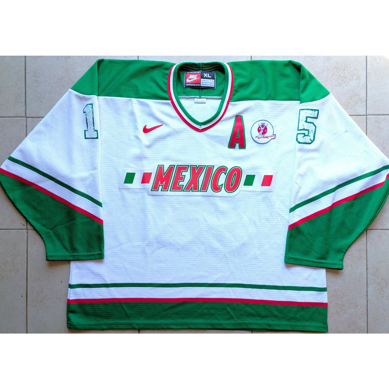NHL MEXICO 1998 NIKE World IIHF Game jersey XL white hockey vtg Size US XL / EU 56 / 4 - 2 Thumbnail
