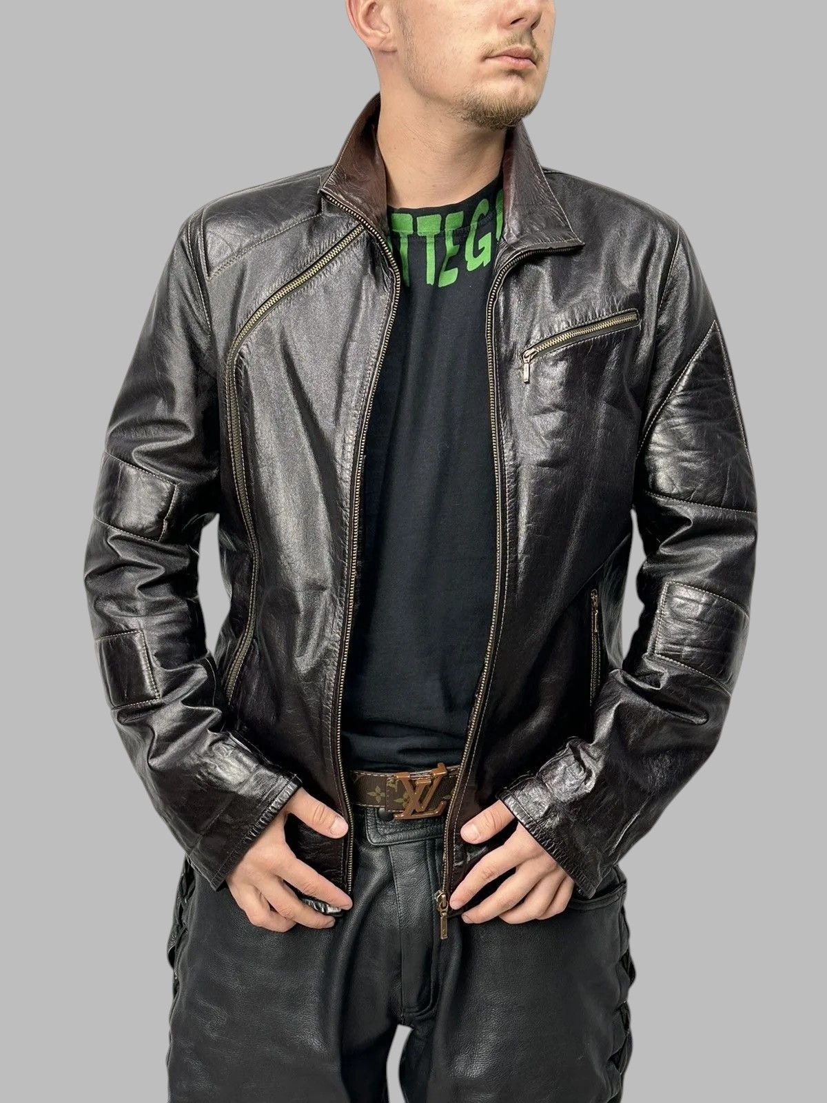 Dolce & Gabbana Leather Jacket Vintage Junya Watanabe Avantgarde Style Size US M / EU 48-50 / 2 - 1 Thumbnail
