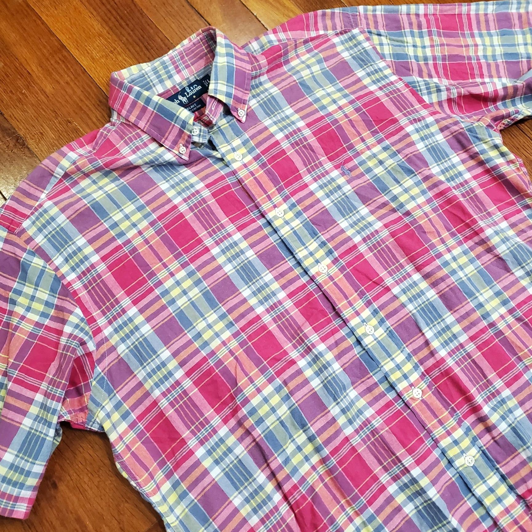 Ralph Lauren Ralph Lauren Blake Shirt Mens L Plaid Short Sleeve Button-Down Cotton Casual Size US L / EU 52-54 / 3 - 2 Thumbnail