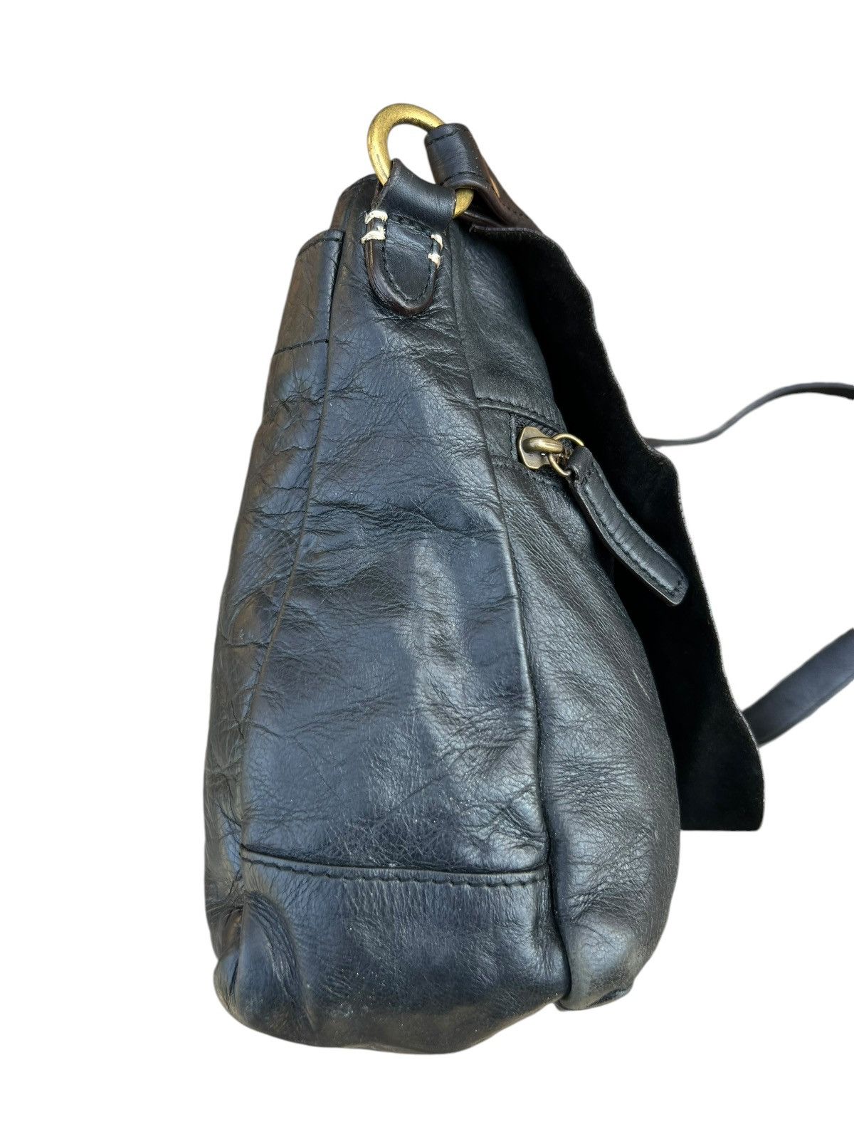 Leather Vintage L.P.P. Japan Patina Black Leather Messenger Bag Size ONE SIZE - 15 Thumbnail