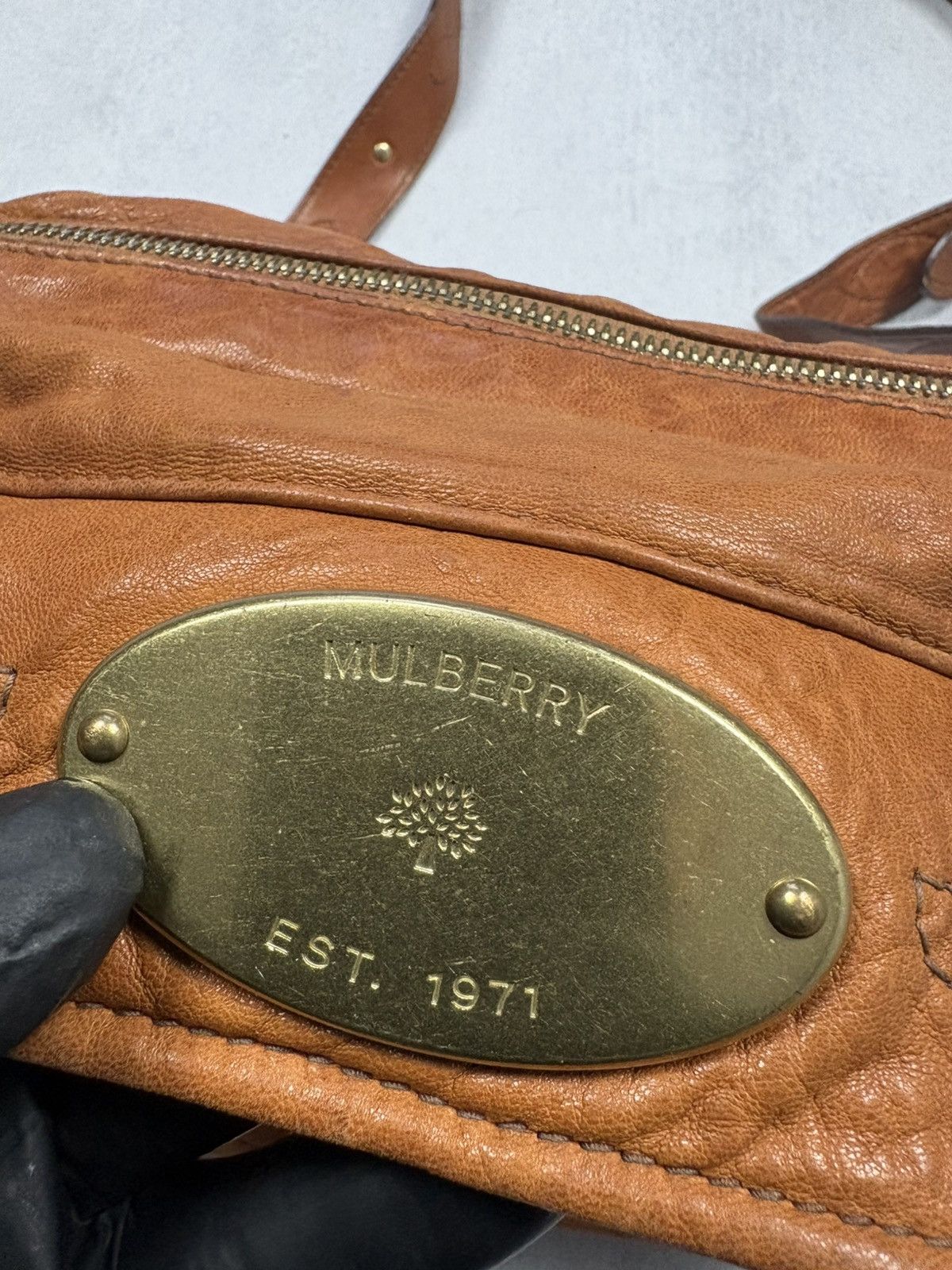 Mulberry Mulberry Vintage Brown Leather Crossbody Bag Brass Plaque Size ONE SIZE - 6 Thumbnail