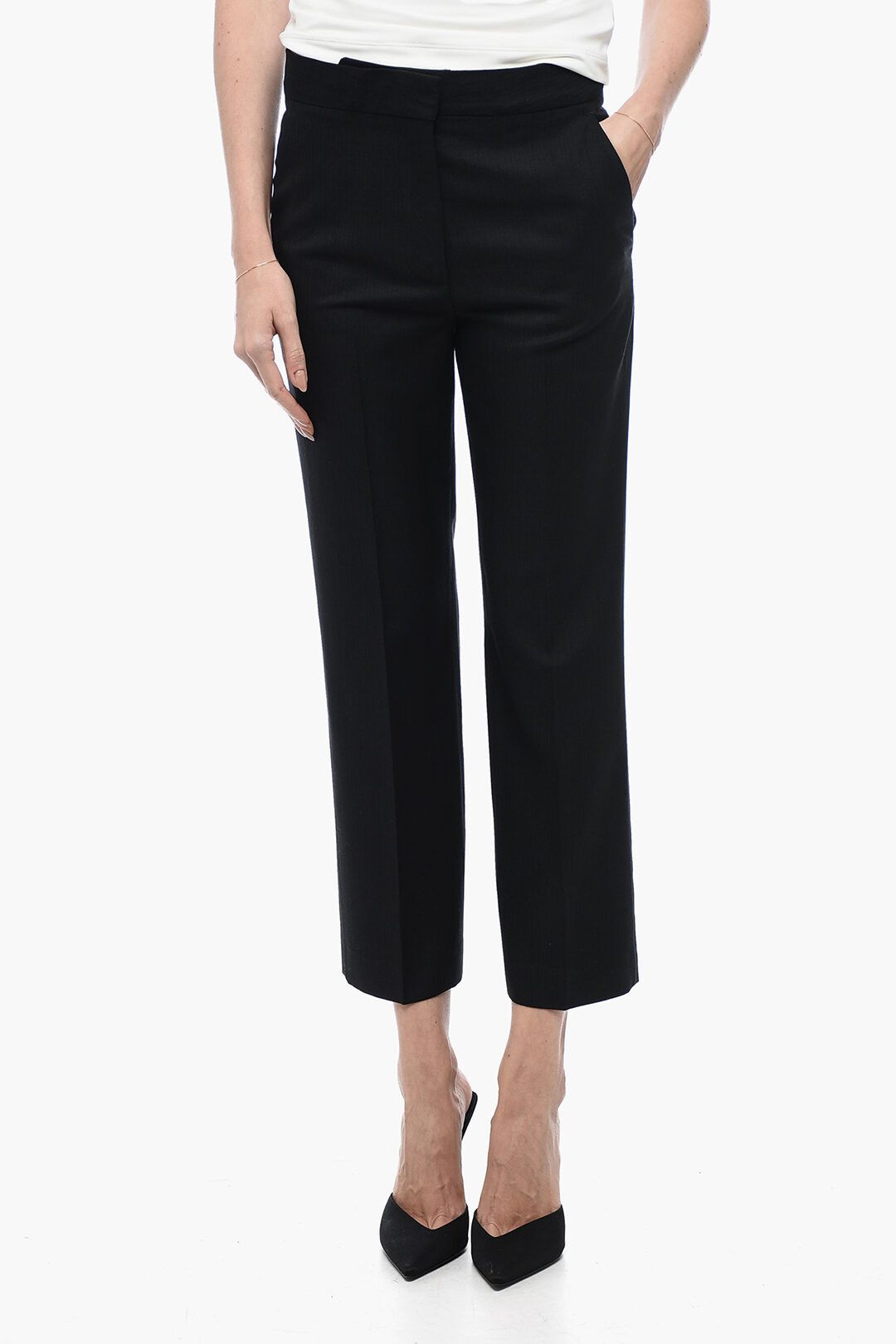 Stella McCartney og1mm0824 Cropped Fit Pant With Hidden Closure in Black Size 27" / US 4 / IT 40 - 1 Thumbnail