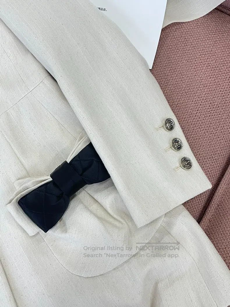 Chanel Chanel 21S beige lapel bow pocket jacket Size M / US 6-8 / IT 42-44 - 6 Thumbnail