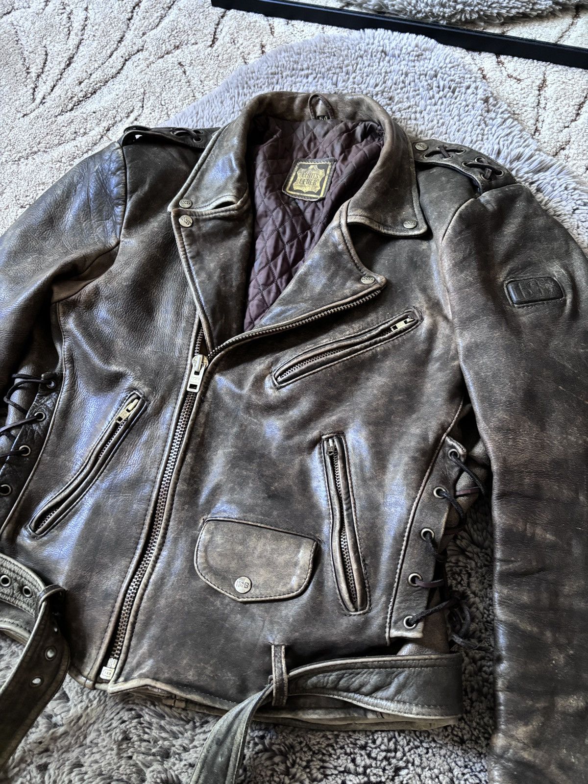 Genuine Leather × Vintage IXS Vintage 90s RARE WASHED DISTRESSED LEATHER JACKET Size US M / EU 48-50 / 2 - 6 Thumbnail