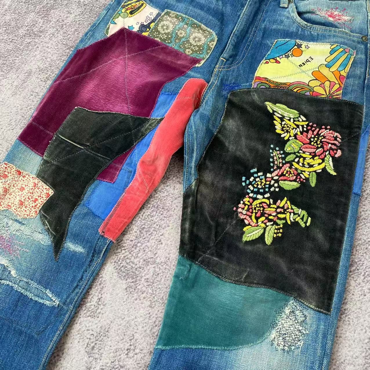 Kapital Kapital Psychadelic Okabilly Patchwork Denim Jeans Size US 32 / EU 48 - 3 Thumbnail