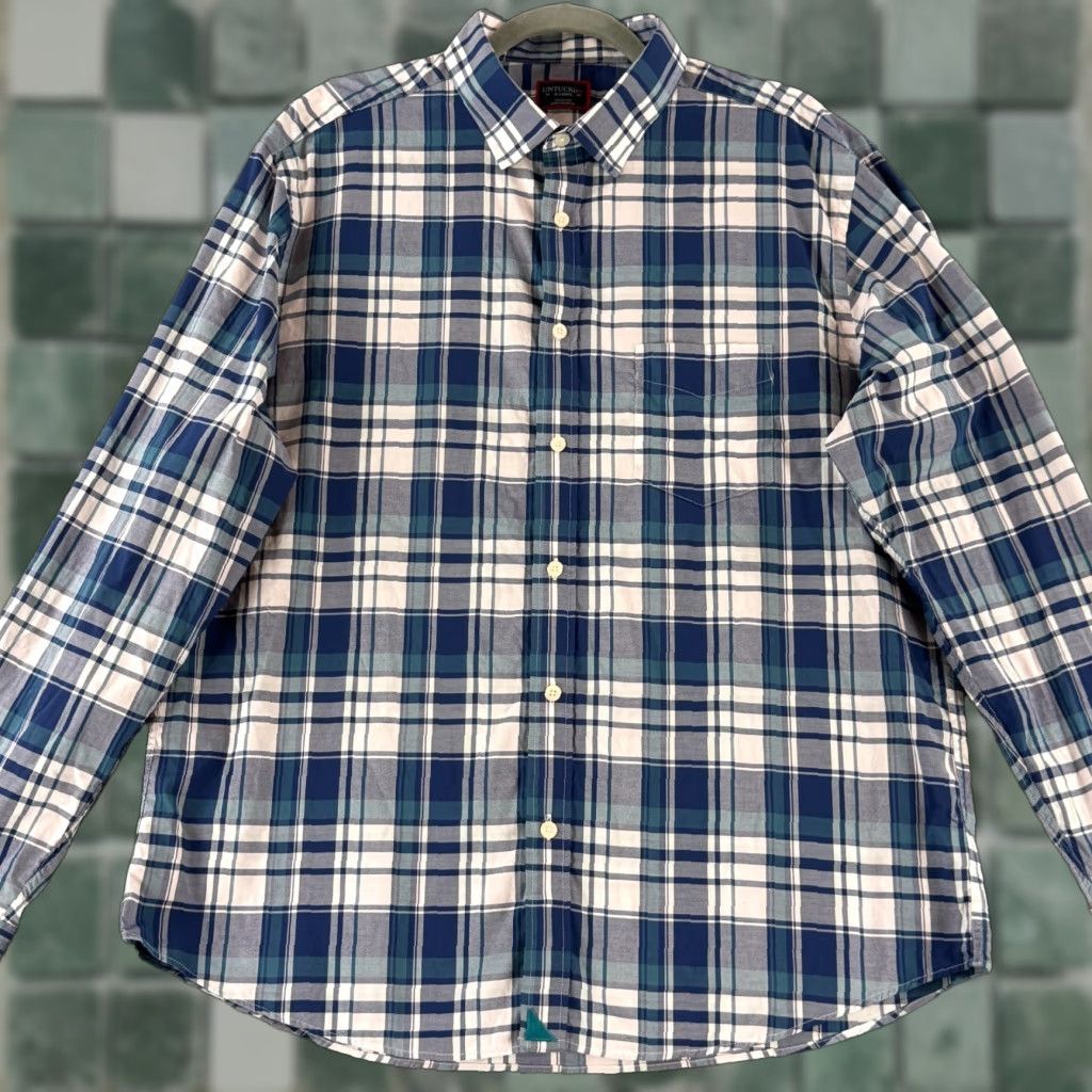 UNTUCKit UNTUCKit Button-Up Shirt Mens XL Blue Plaid Long Sleeve 100% Cotton Jeans? Size US XL / EU 56 / 4 - 1 Thumbnail