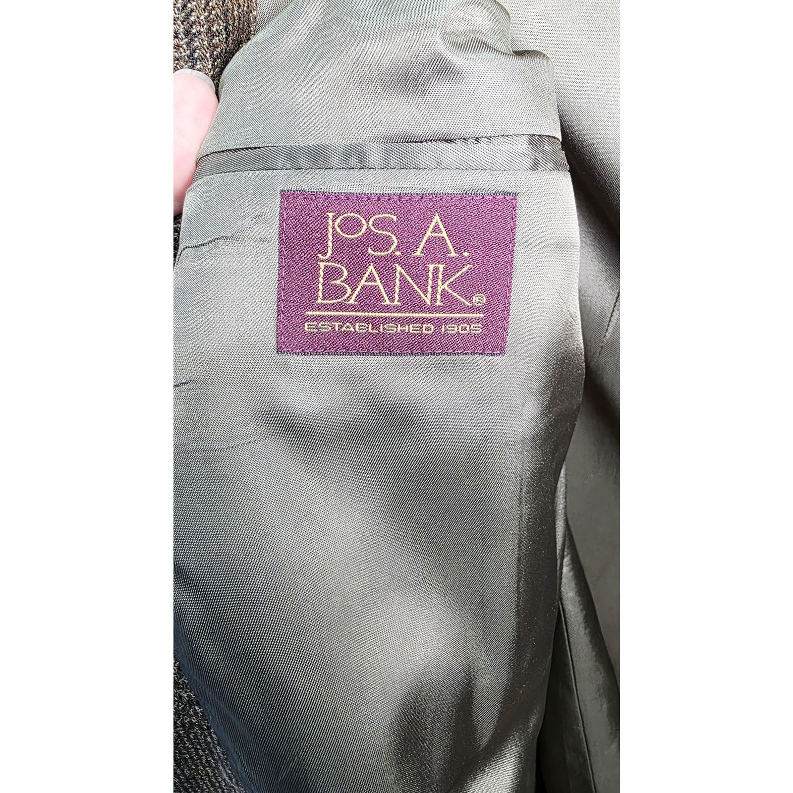 Jos. A. Bank Jos A Bank Glen Check Brown Plaid Men's Lambswool Blazer 46R Size 46R - 6 Thumbnail