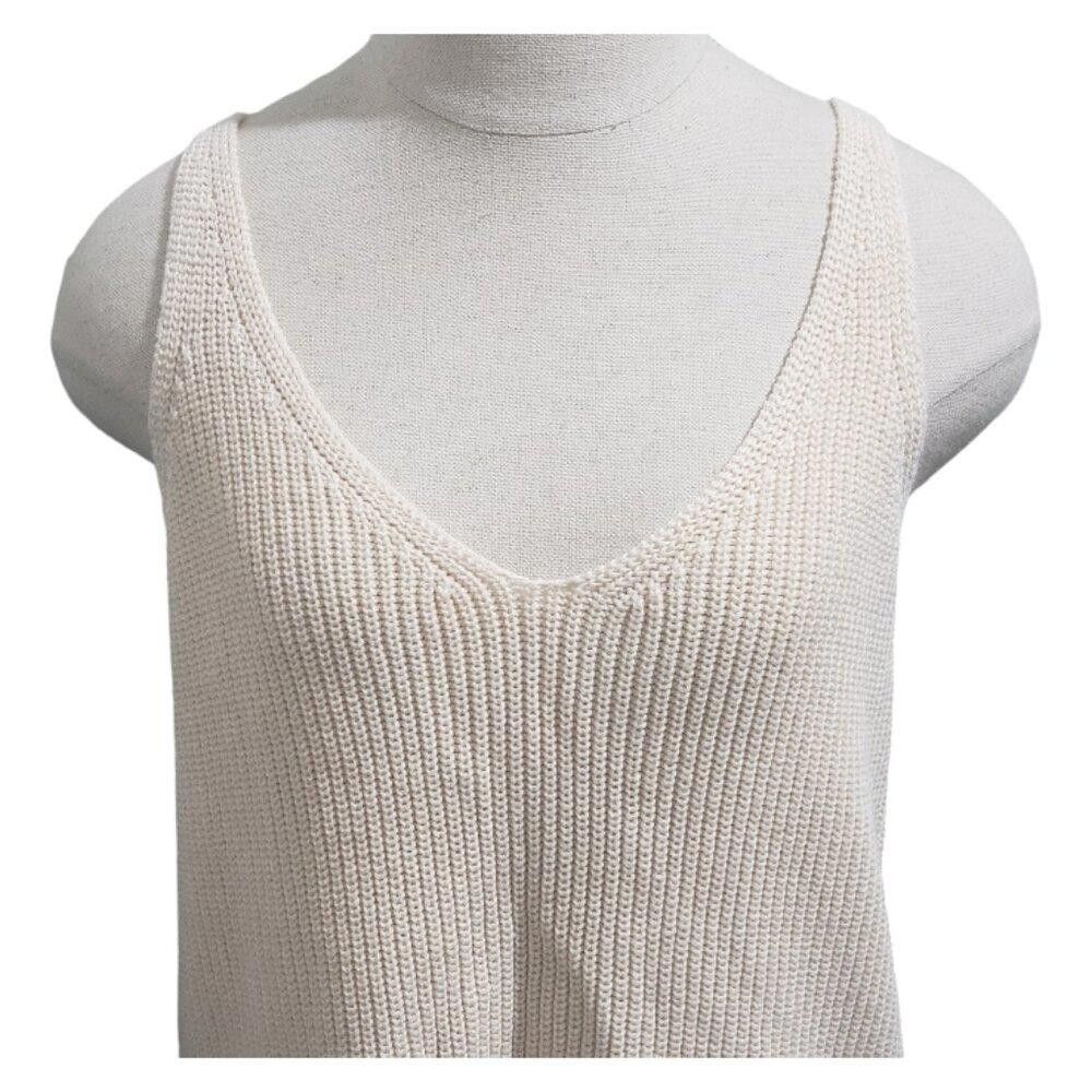 Designer CT1911 The Drop Ribbed Cream Sweater Tank S Size S / US 4 / IT 40 - 2 Thumbnail