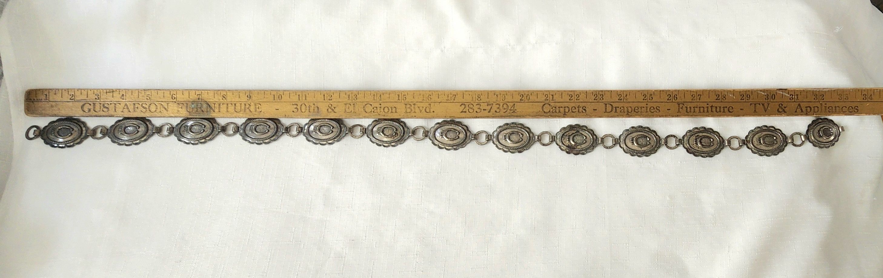 Other Sanford Sancrest R Concho Belt vtg Silver Patina color Natve Size ONE SIZE - 13 Thumbnail
