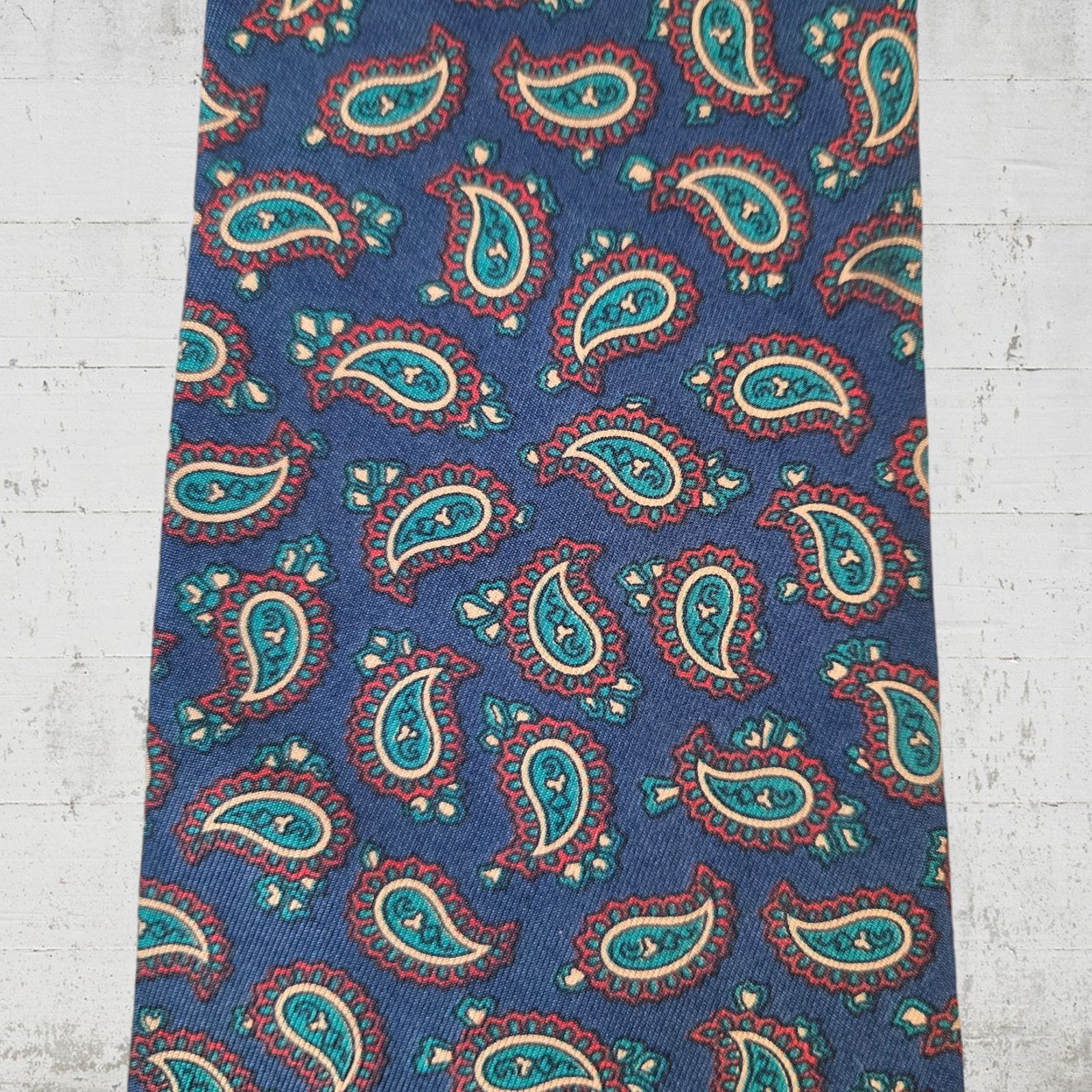 Vintage Vintage Navy Paisley Print 80s London Neck Tie Size ONE SIZE - 3 Thumbnail