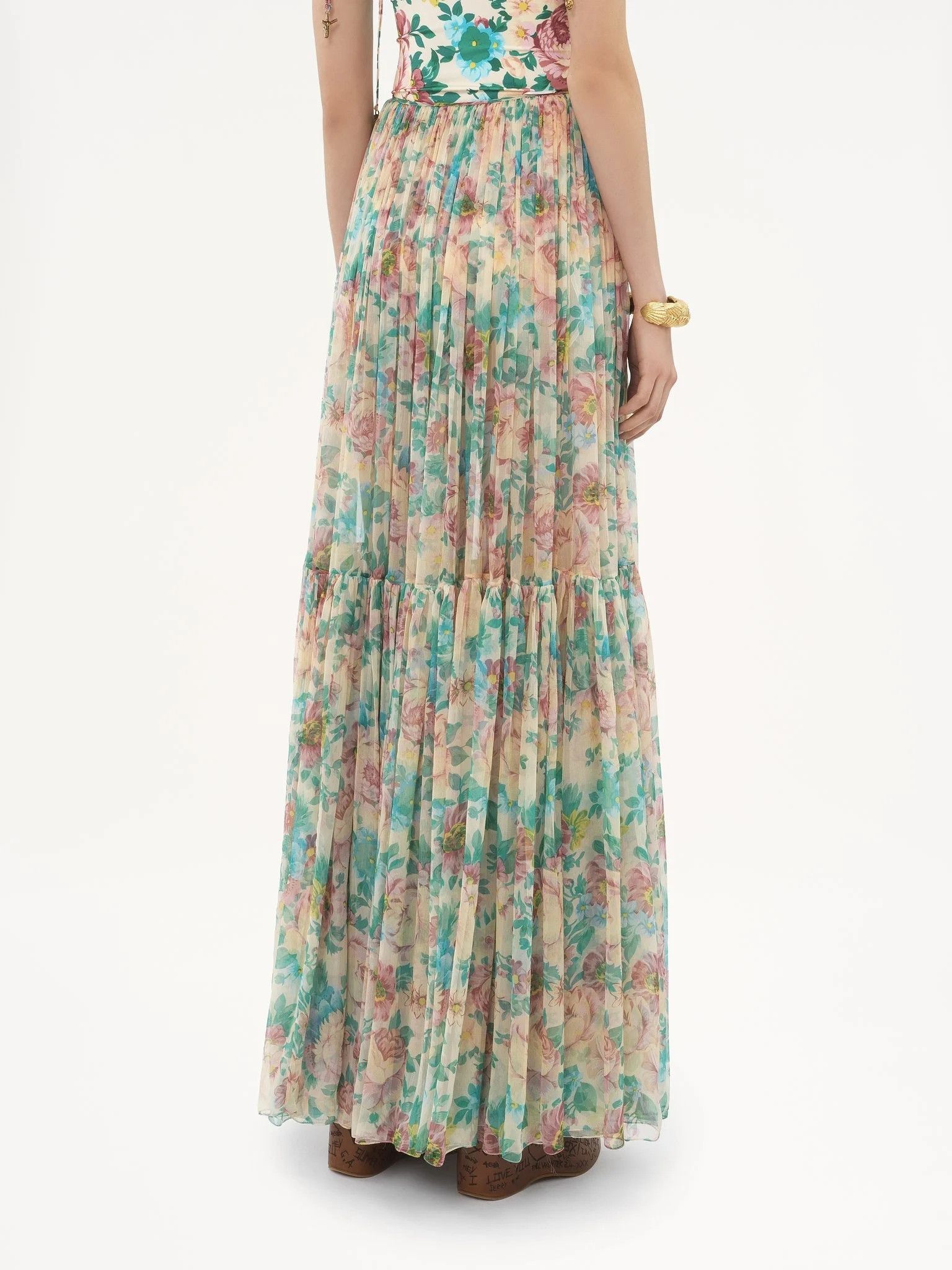 Chloe o1loc1c10326 Printed Maxi Skirt in Seed Pearl Beige Size 25" / US 0 / IT 36 - 4 Thumbnail