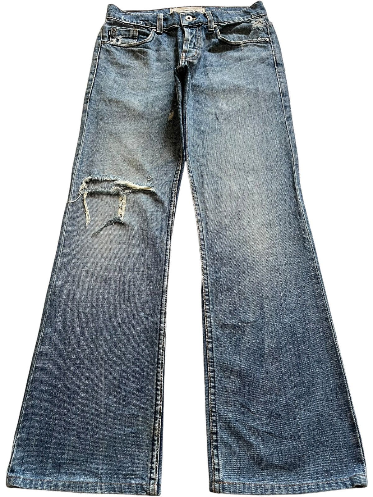 Japanese Brand Vintage Japanese Brand Faded Wash Distressed Flared Jeans Size US 29 - 1 Thumbnail