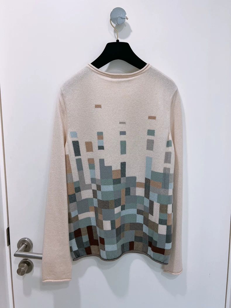Loro Piana Loro Piana Square mosaic beige baby small cashmere sweater Size M / US 6-8 / IT 42-44 - 2 Thumbnail