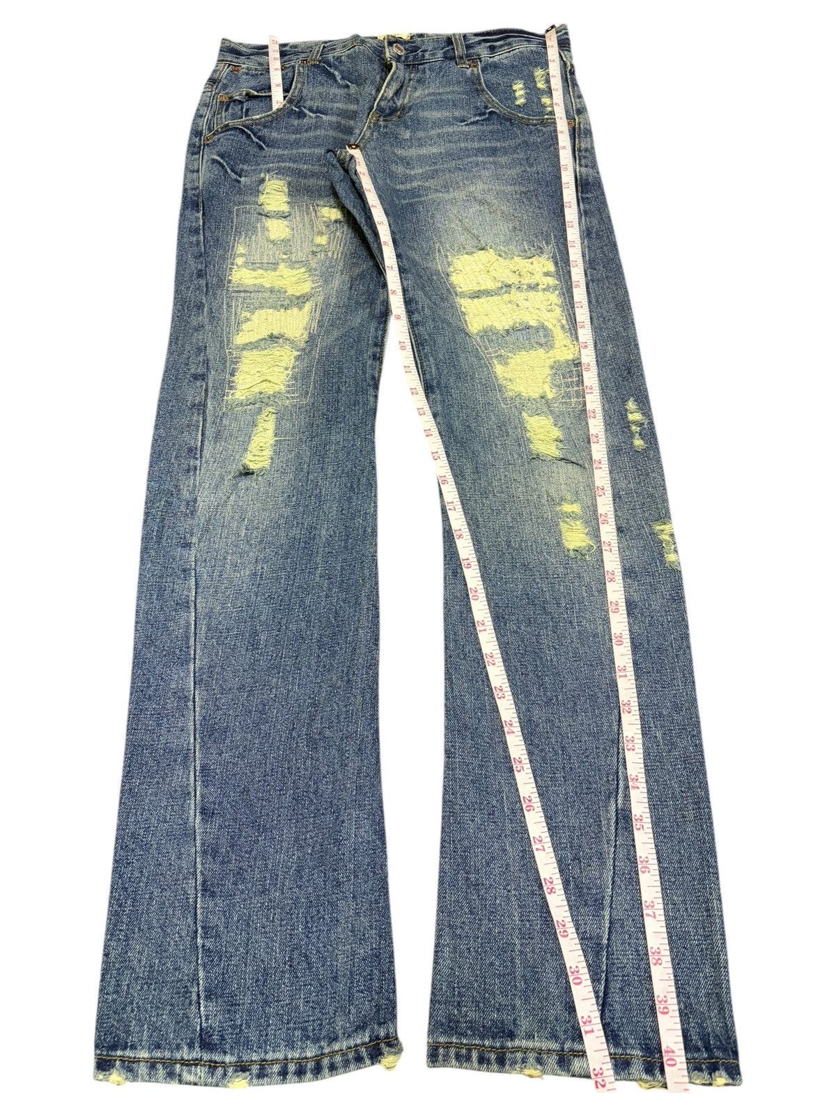 Kapital Vintage Japanese Brand Buckle Back Sashiko Distress Jeans Size 31" - 7 Thumbnail