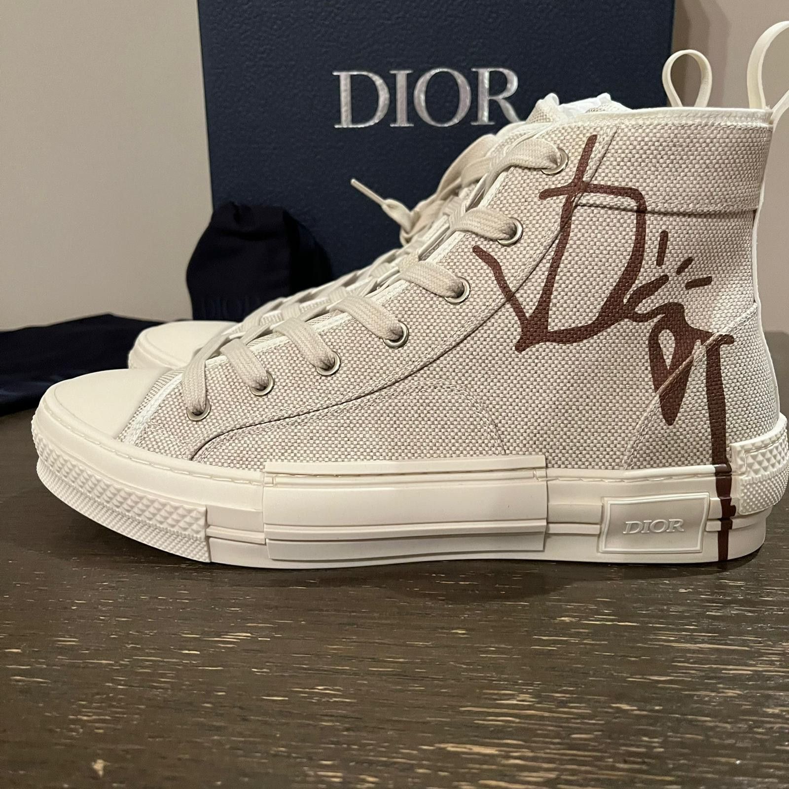 Dior × Travis Scott o1rshd1 Cactus Jack B23 High Top Logo Sneakers in Off White Size US 9 / EU 42 - 6 Thumbnail