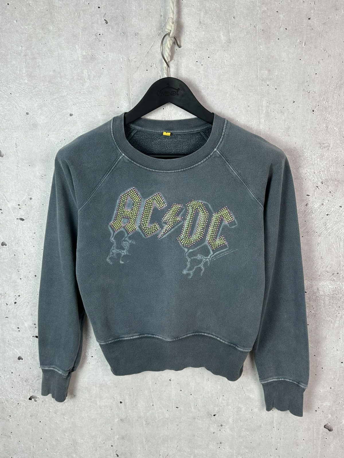 AC/DC Vintage AC/DC 2007 Rhinestones Logo Washed Blue Sweatshirt Size M / US 6-8 / IT 42-44 - 1 Thumbnail