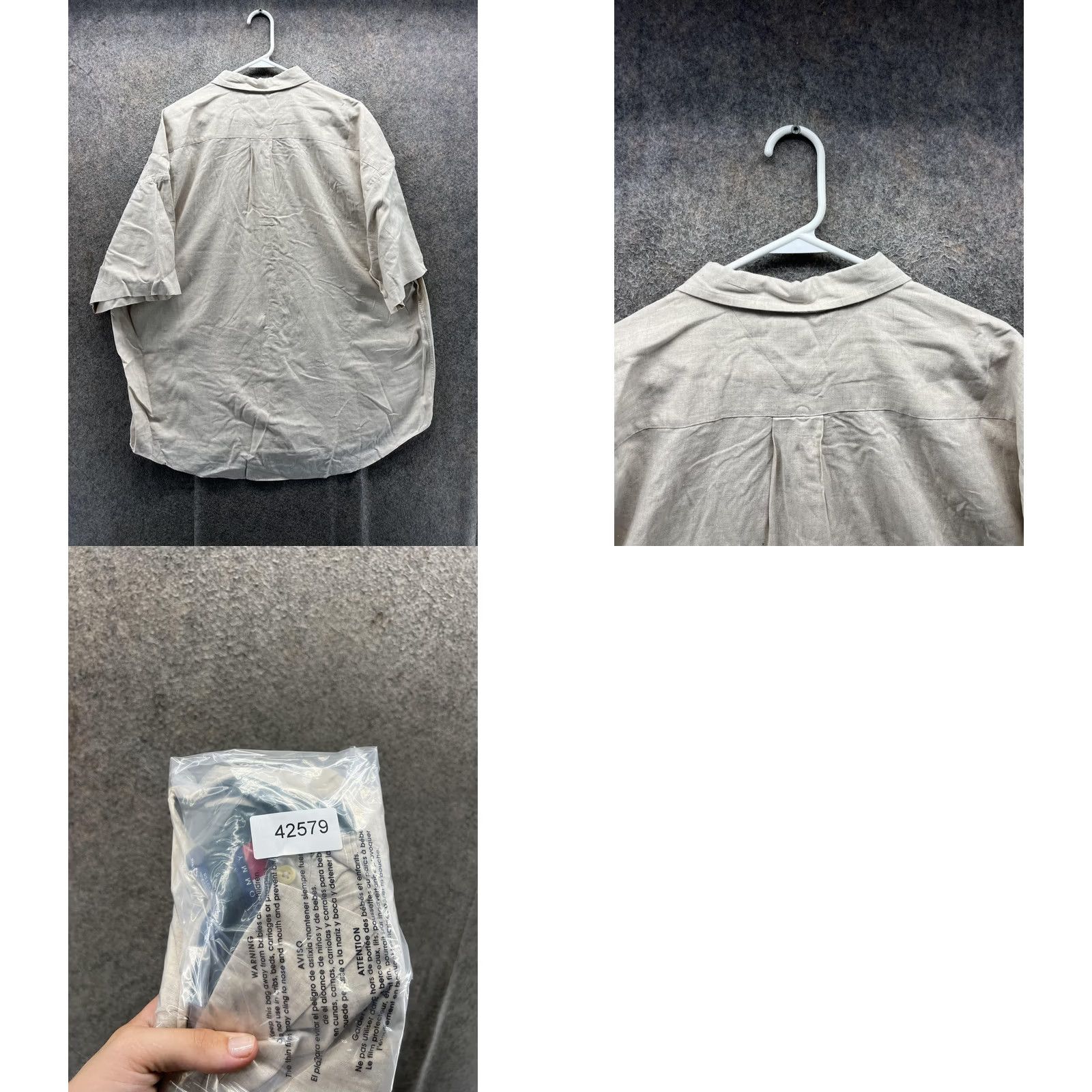 Tommy Hilfiger VINTAGE Tommy Hilfiger Shirt Mens Large Beige Linen Short Sleeve Button Front 90s Casual Size US L / EU 52-54 / 3 - 8 Thumbnail