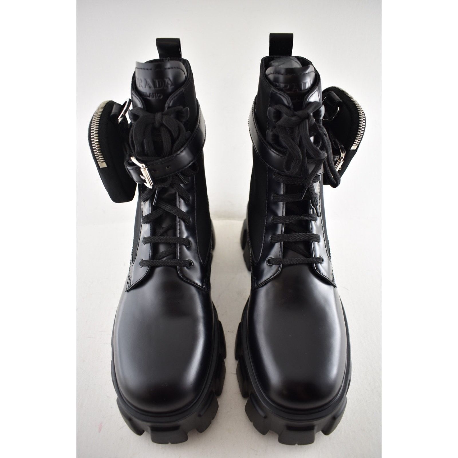 Prada Prada Monolith Black Leather Nylon Lug Sole Combat Boot 41.5 Size US 11.5 / IT 41.5 - 10 Thumbnail