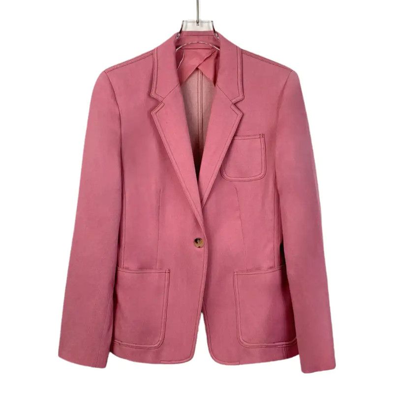 Max Mara MaxMara Pink Wool Women's Jacket 0089 Size L / US 10 / IT 46 - 1 Thumbnail