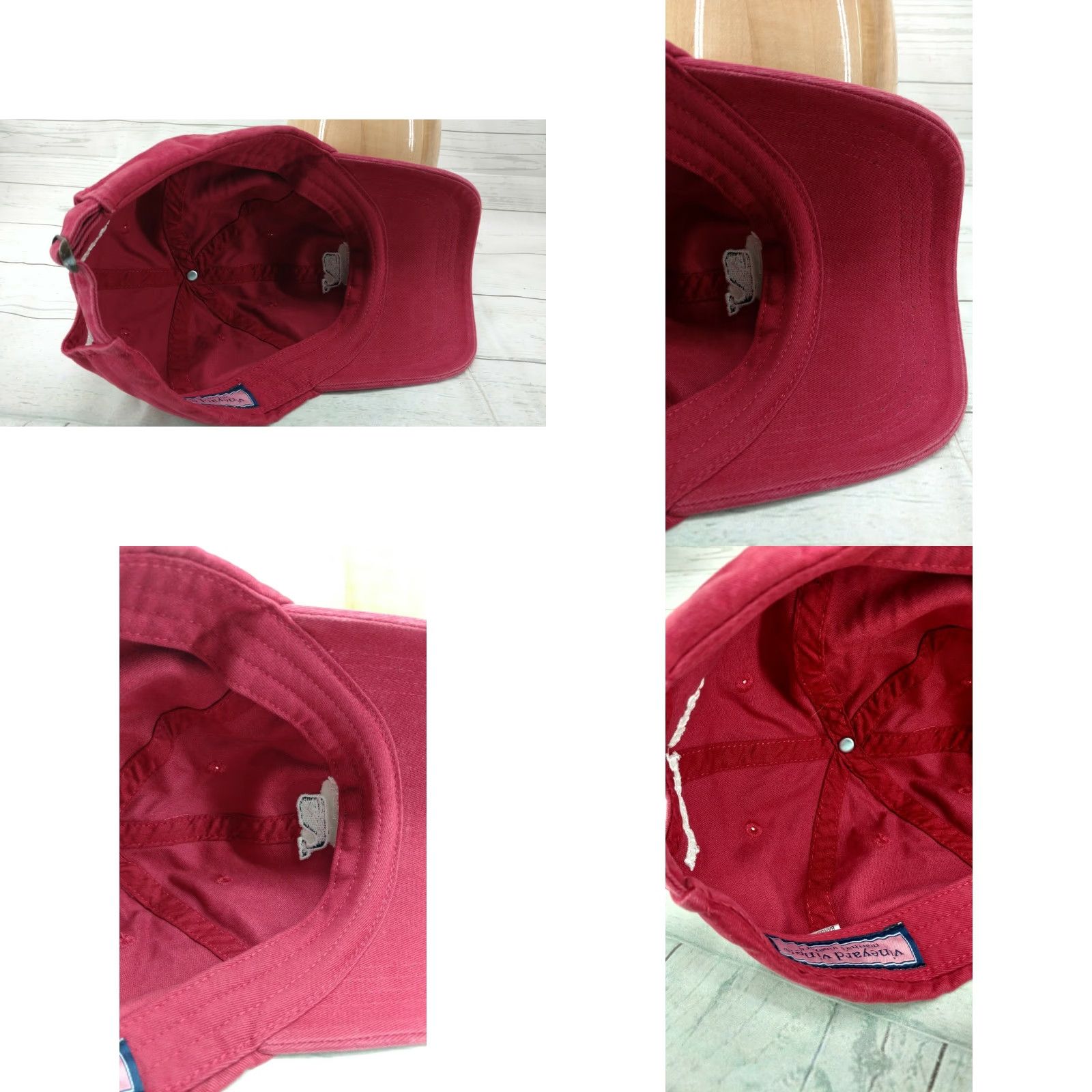 Vineyard Vines Vineyard Vines Distressed RED Strap Back Hat Cap Whale Birmingham Baseball Cap Men Adjustable Cotton Cap Size ONE SIZE - 8 Thumbnail