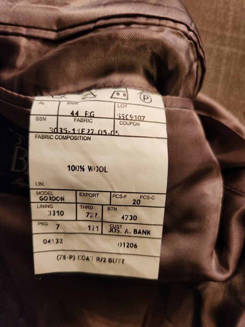 Jos. A. Bank Jos.a.bank men's brown 100%wool sport coat blazer jacket 44R Size 44R - 3 Thumbnail