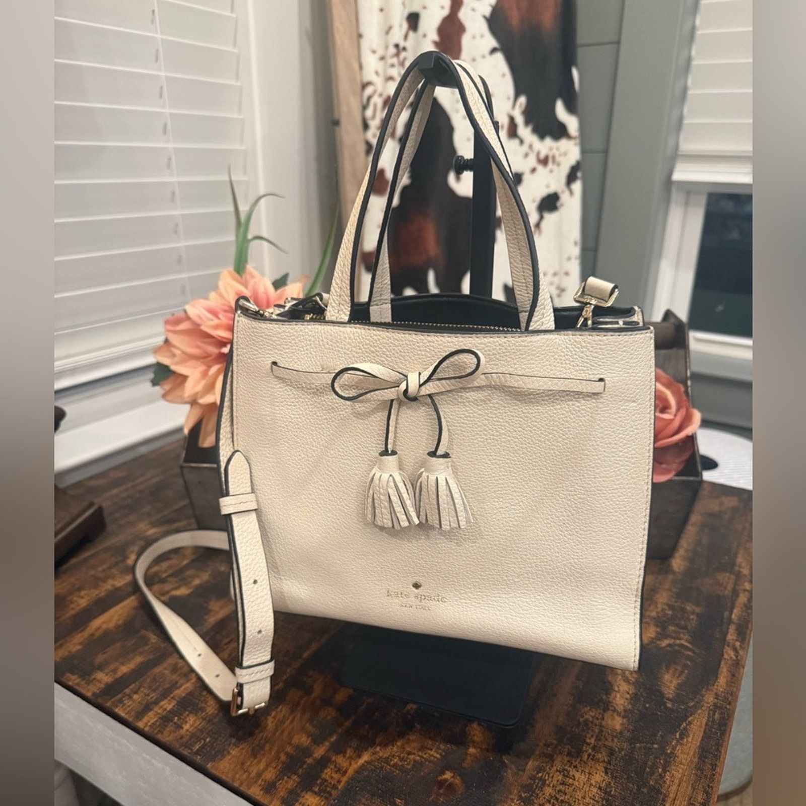 Kate Spade Kate Spade Cream Satchel with Tassels Size ONE SIZE - 1 Thumbnail