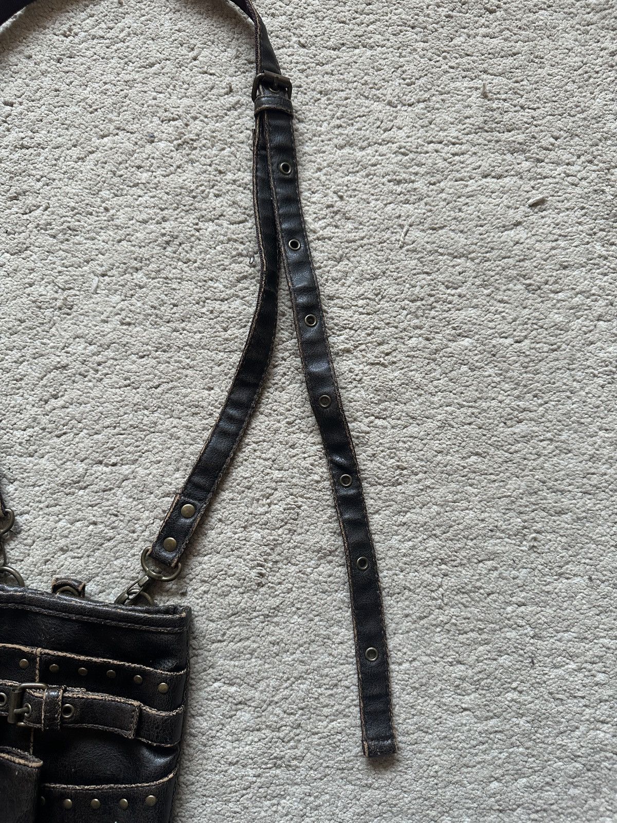 Japanese Brand 2000s Fabric Connection Cross logo Leather Sling Bag Size ONE SIZE - 12 Thumbnail